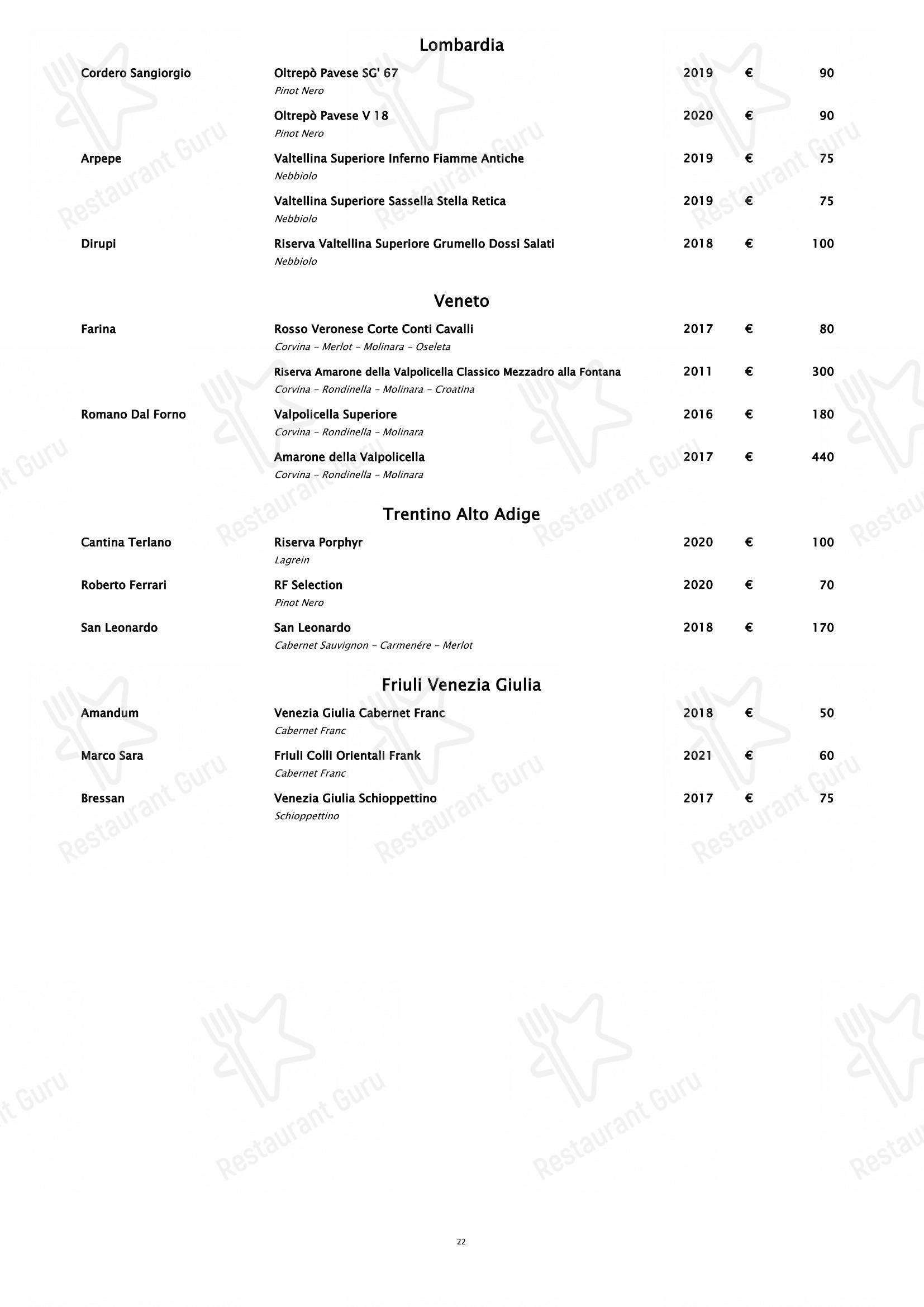 Table Menu per Piano35 Ristorante ristorante