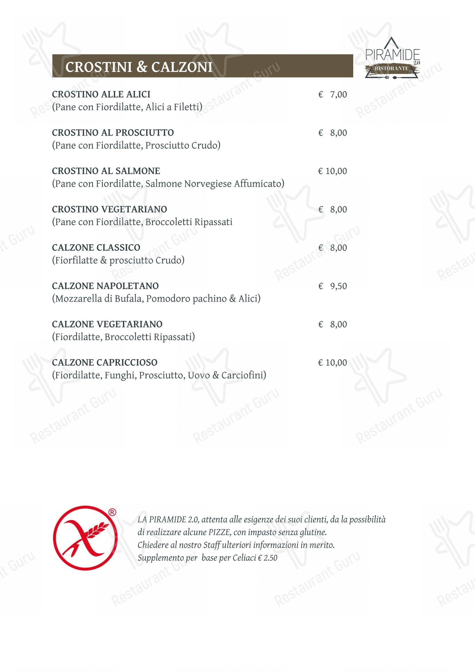 Menu pour Piramide 2.0 dans Guidonia Montecelio
