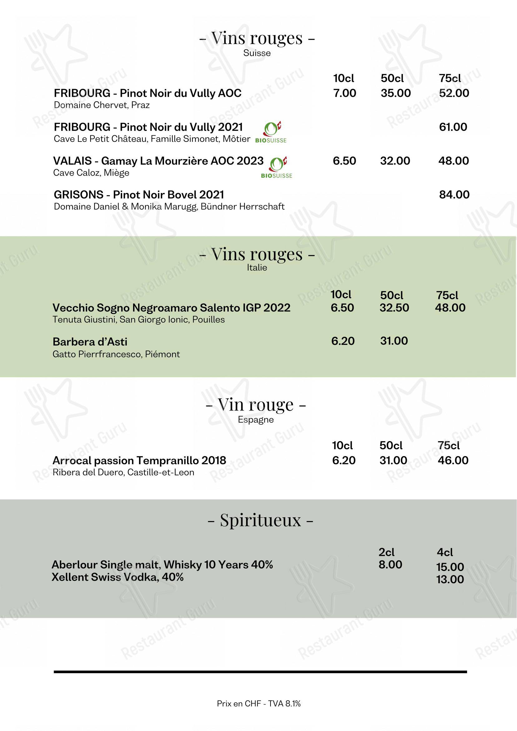 Menu bar per Restaurant Le Jardin ristorante