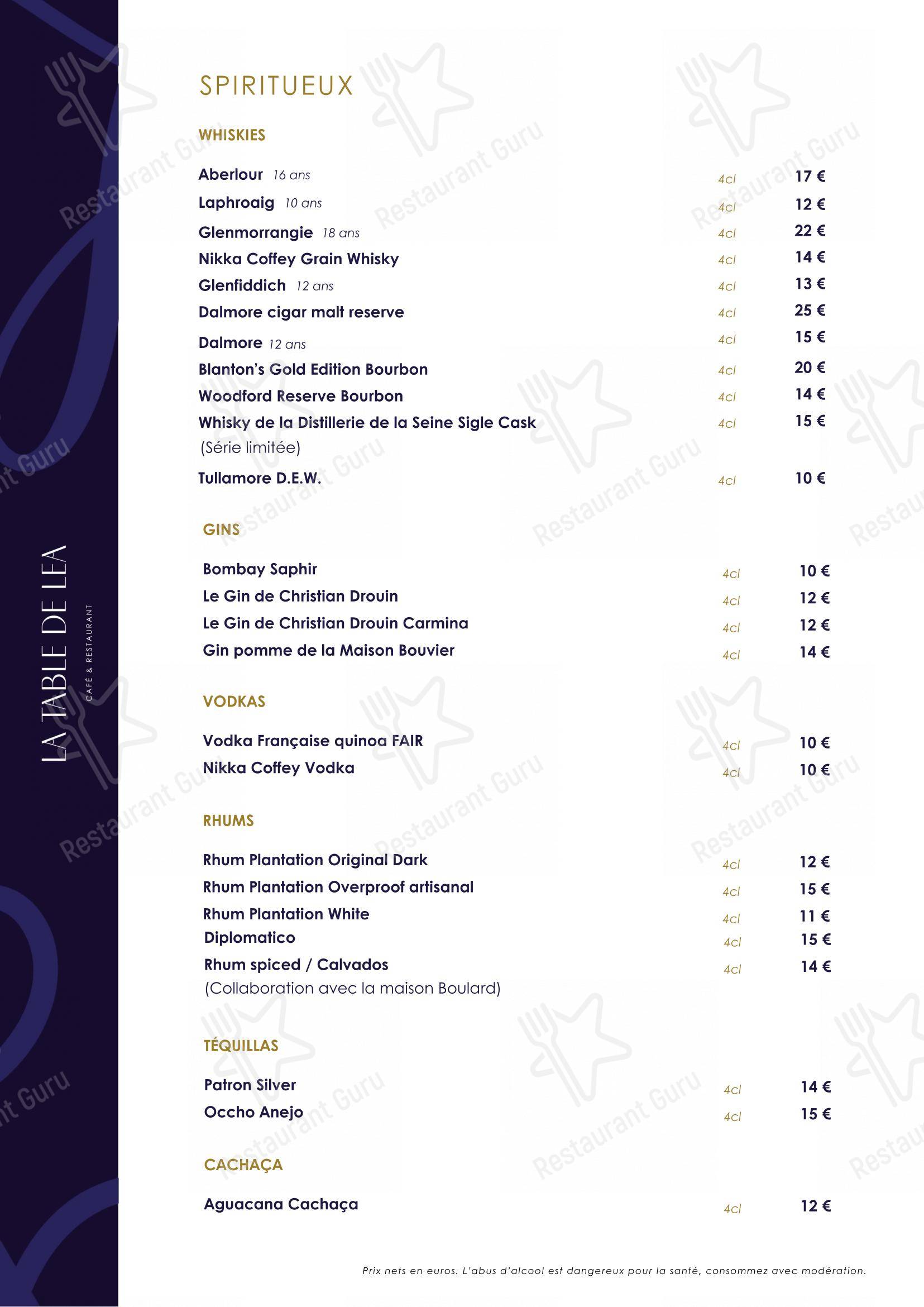 La Table De Léa dans Honfleur - Menu