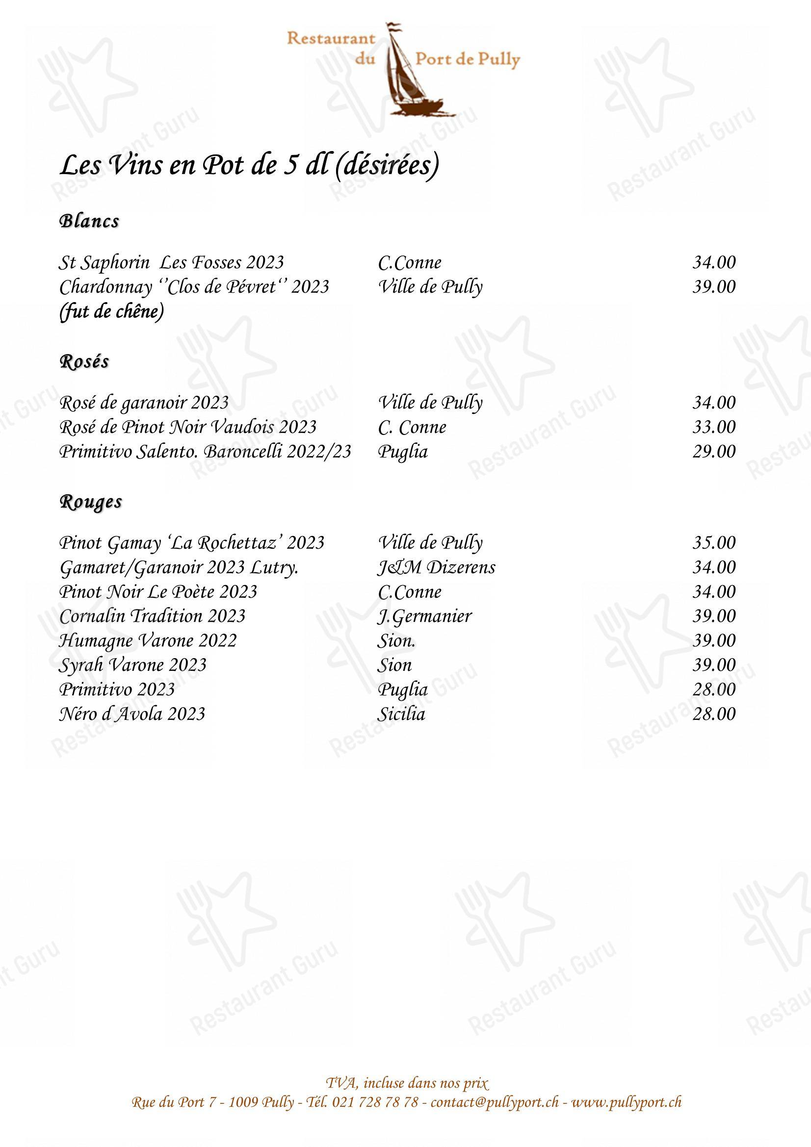 Menu di Restaurant du Port de Pully - Крафт меню