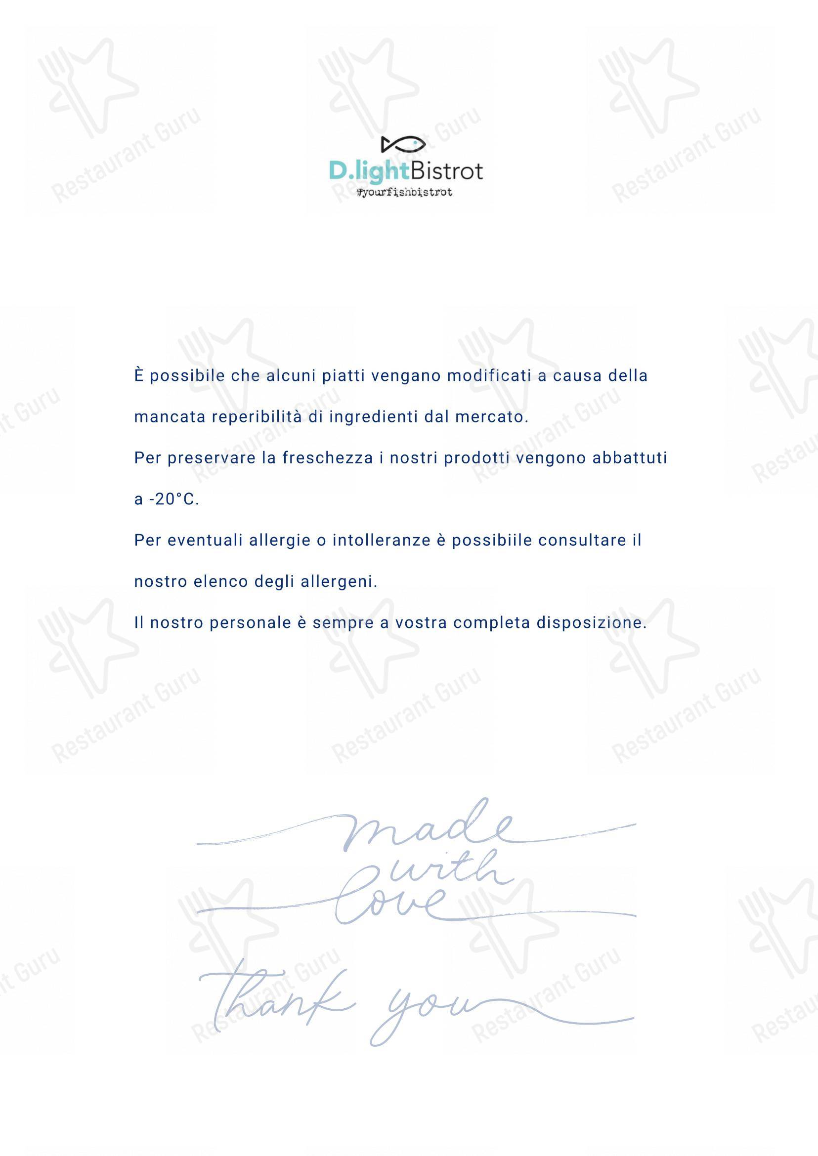 Menu bar per D-light Bistrot pizzeria