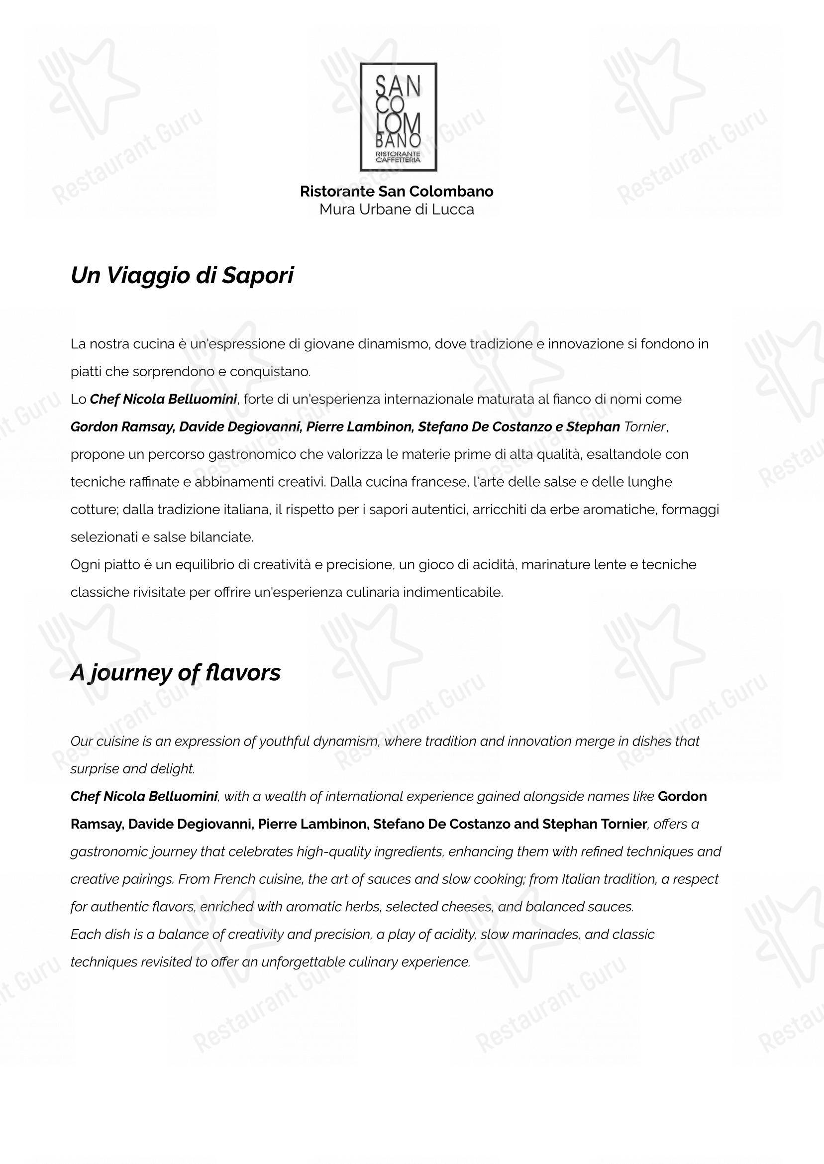Menu di Ristorante Cocktail Bar San Colombano - Menu
