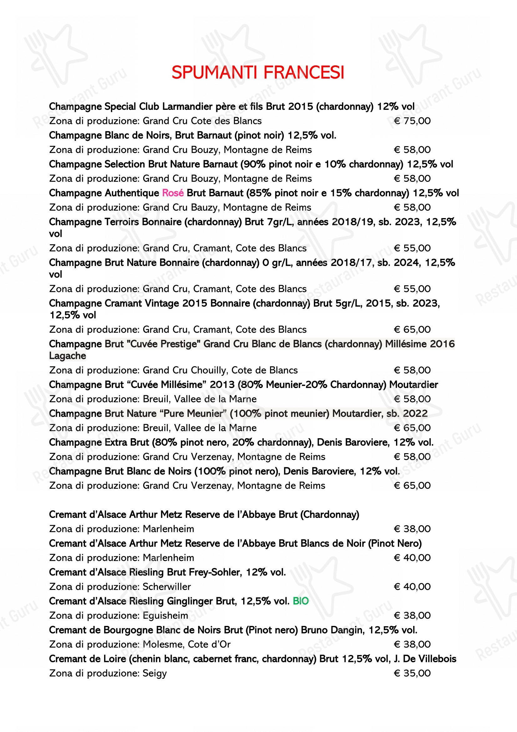 Основное меню per Ristorante da Buso ristorante