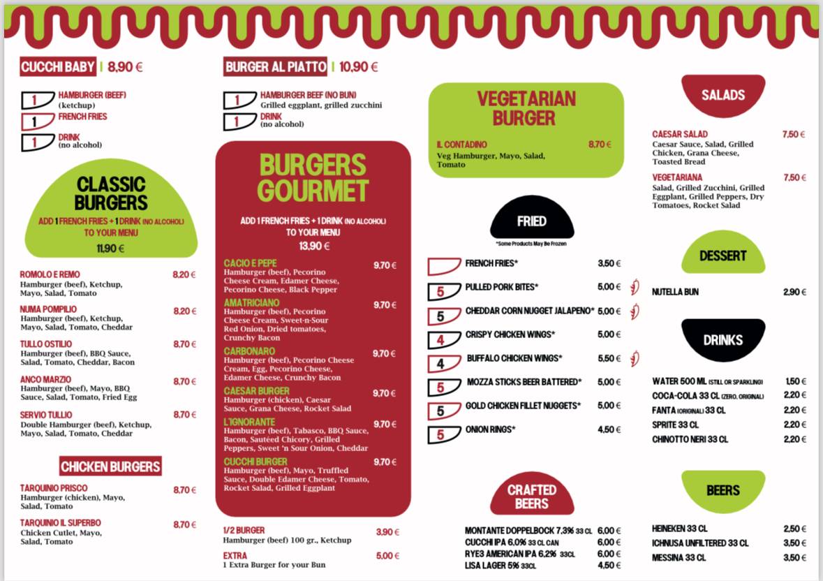 Menu di Cucchi Burgers - Mazzini 