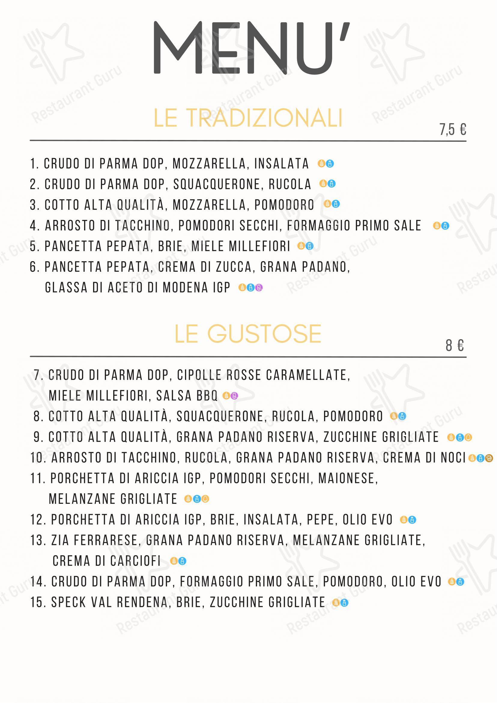 Schiaccia in Ferrara - Menu bar