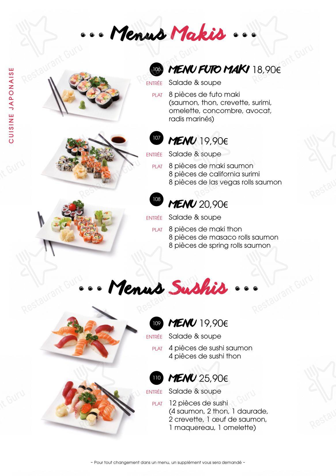 Menu bar pour SenSushi dans Huningue