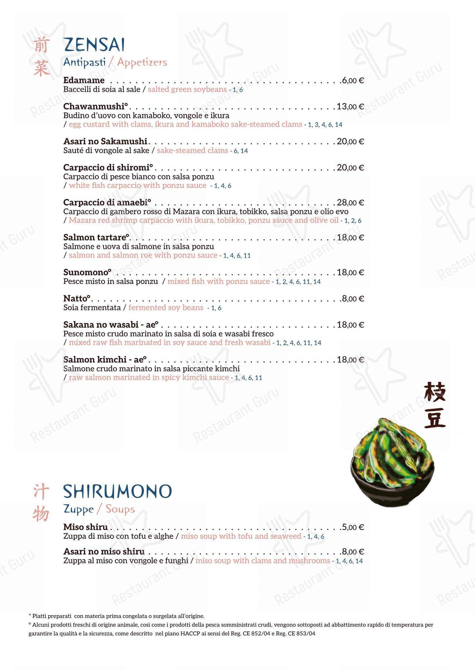 Menu per Shiroya - ristorante giapponese in Roma