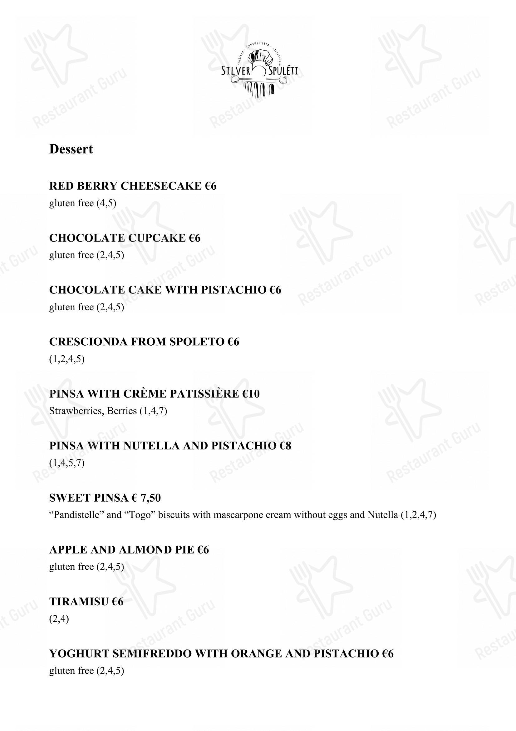 Menu per Silver Spuleti in Spoleto