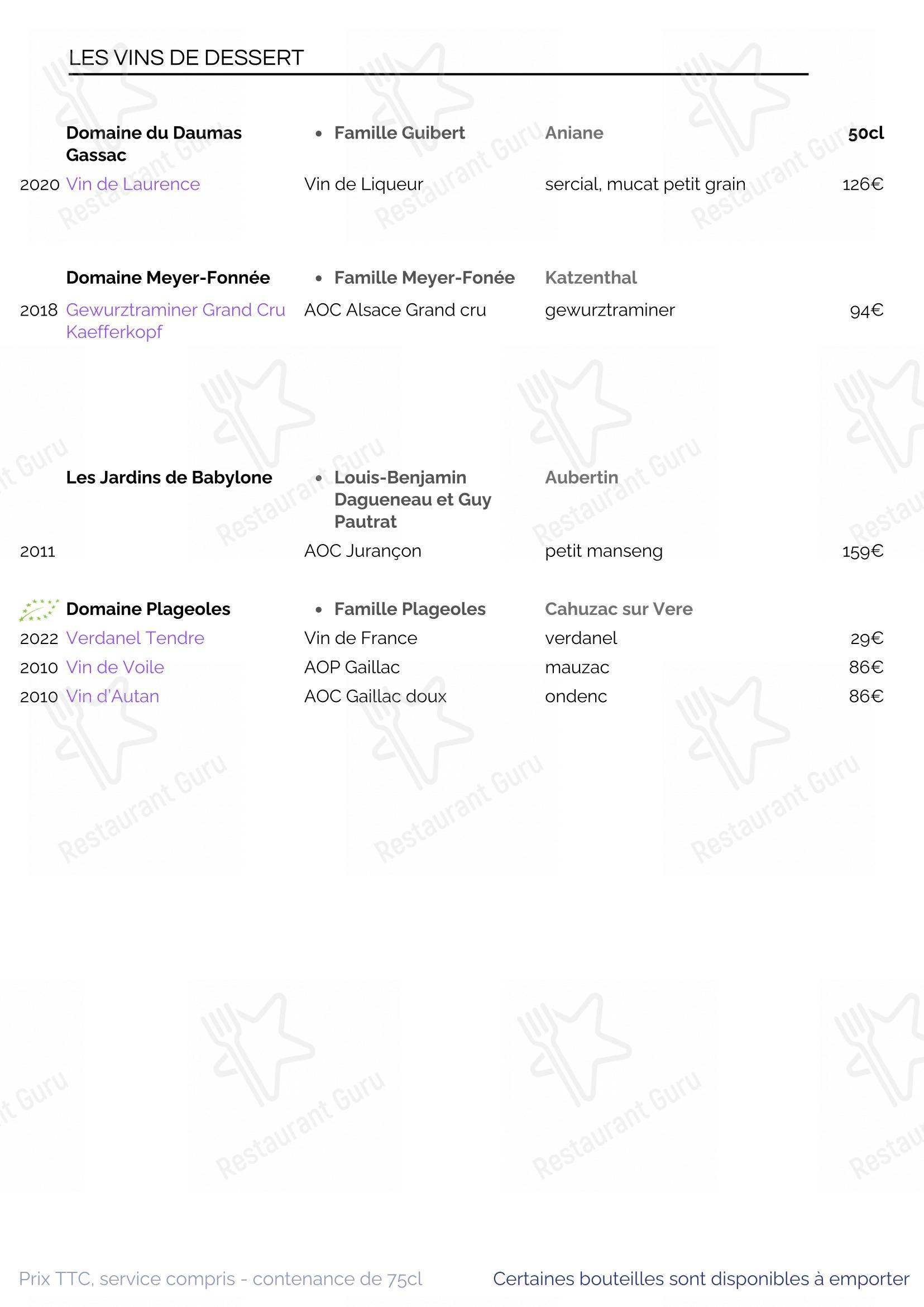 Menu pour SouKa Bistrot des Vins - Restaurant Caviste Bar a Vins - Menu bar