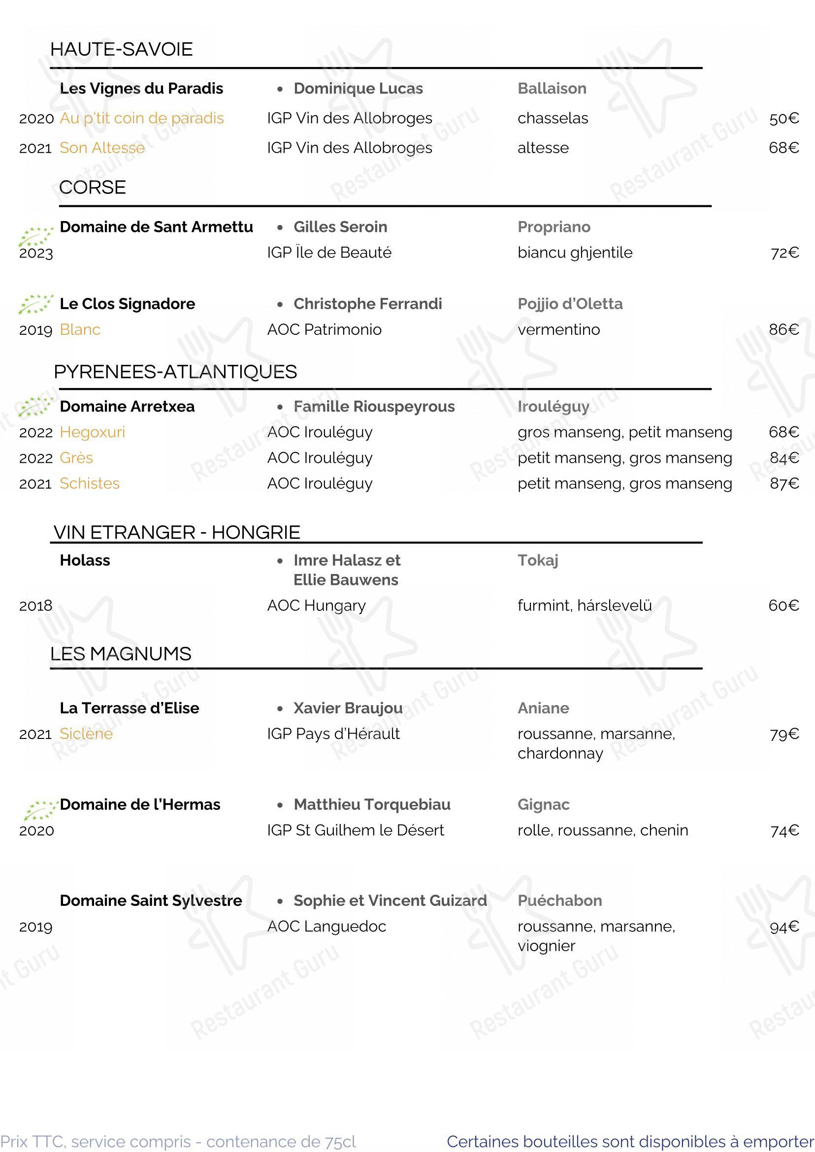 Menu pour SouKa Bistrot des Vins - Restaurant Caviste Bar a Vins - Menu bar