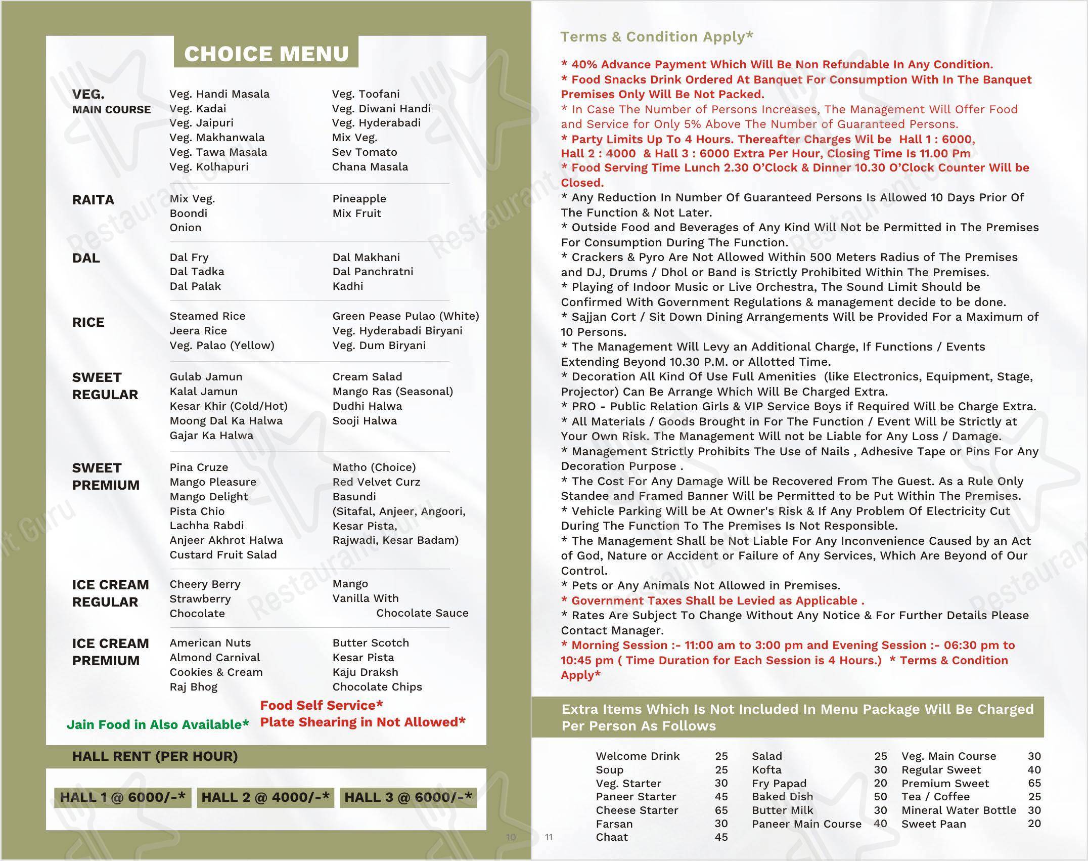 Tasty Meals Restaurant and Banquet - Menu bar