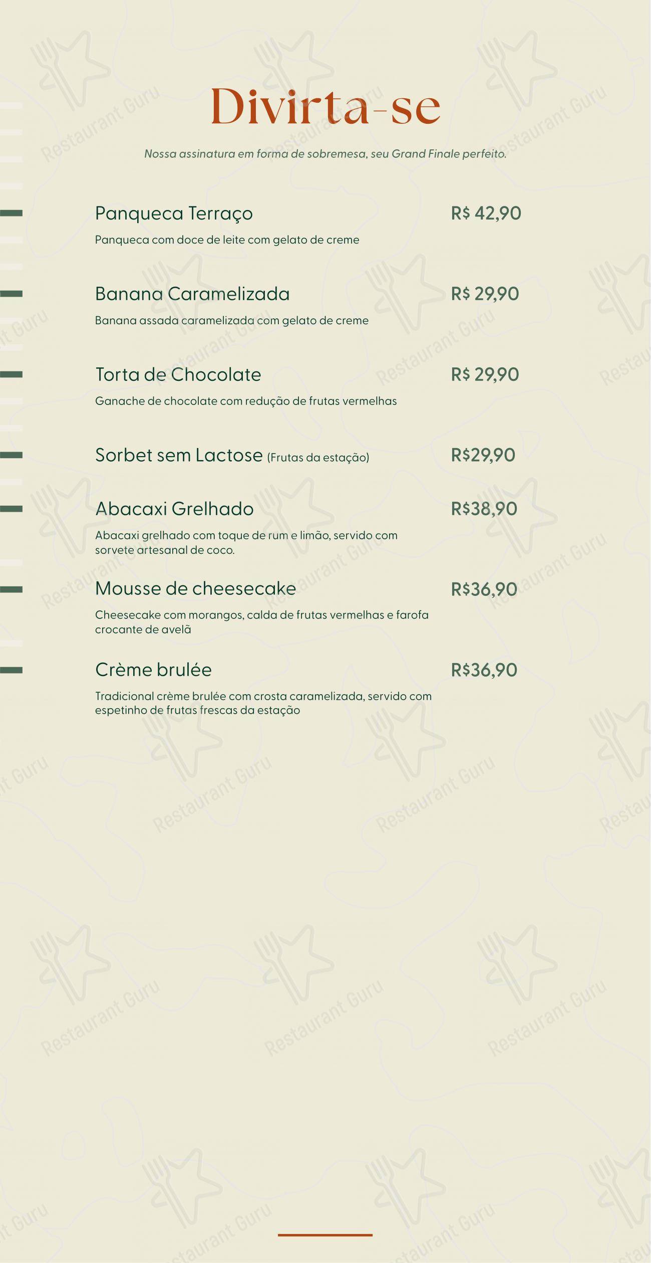 Menu para Terraço Hot Beach restaurante