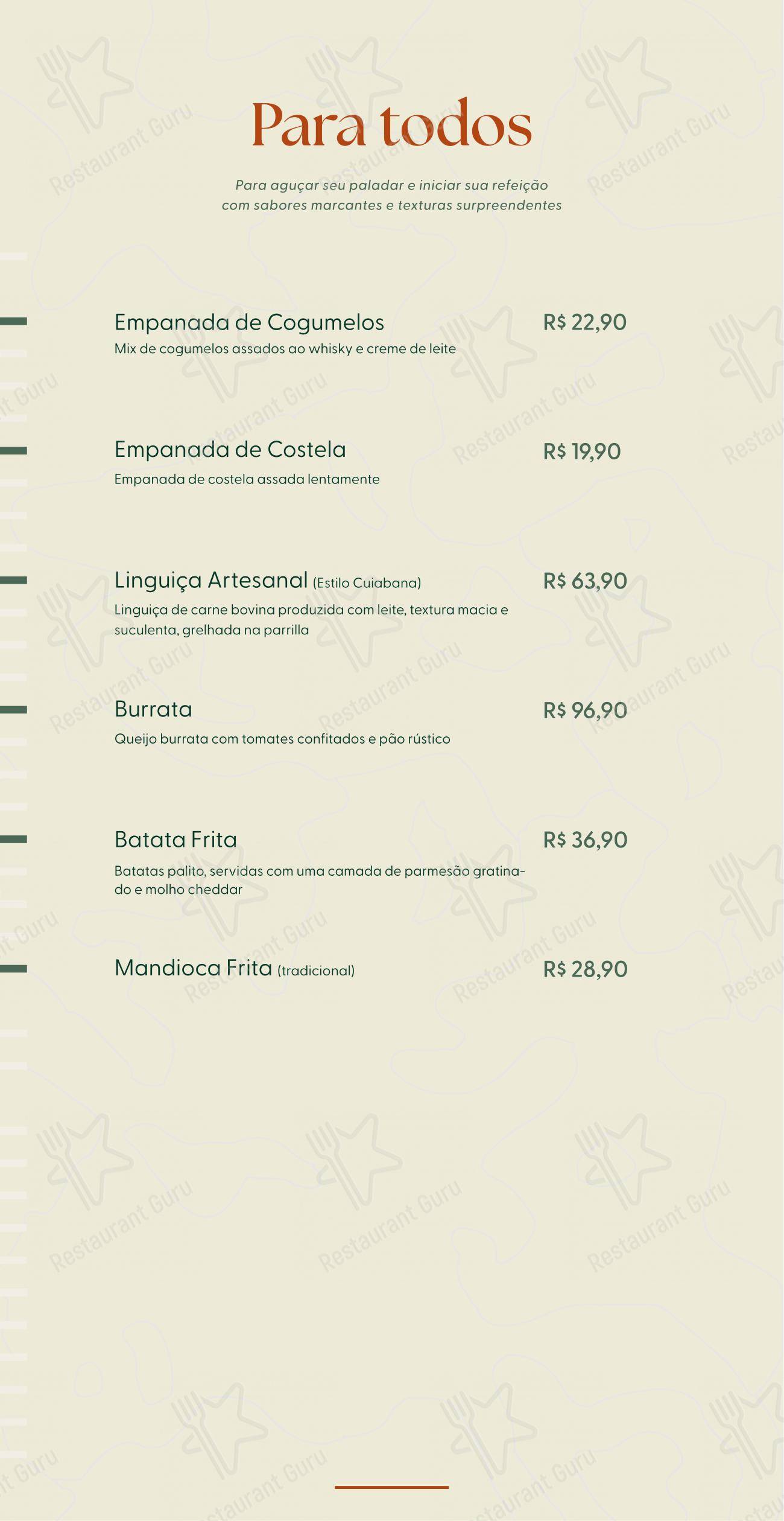 Menu para Terraço Hot Beach em Olímpia