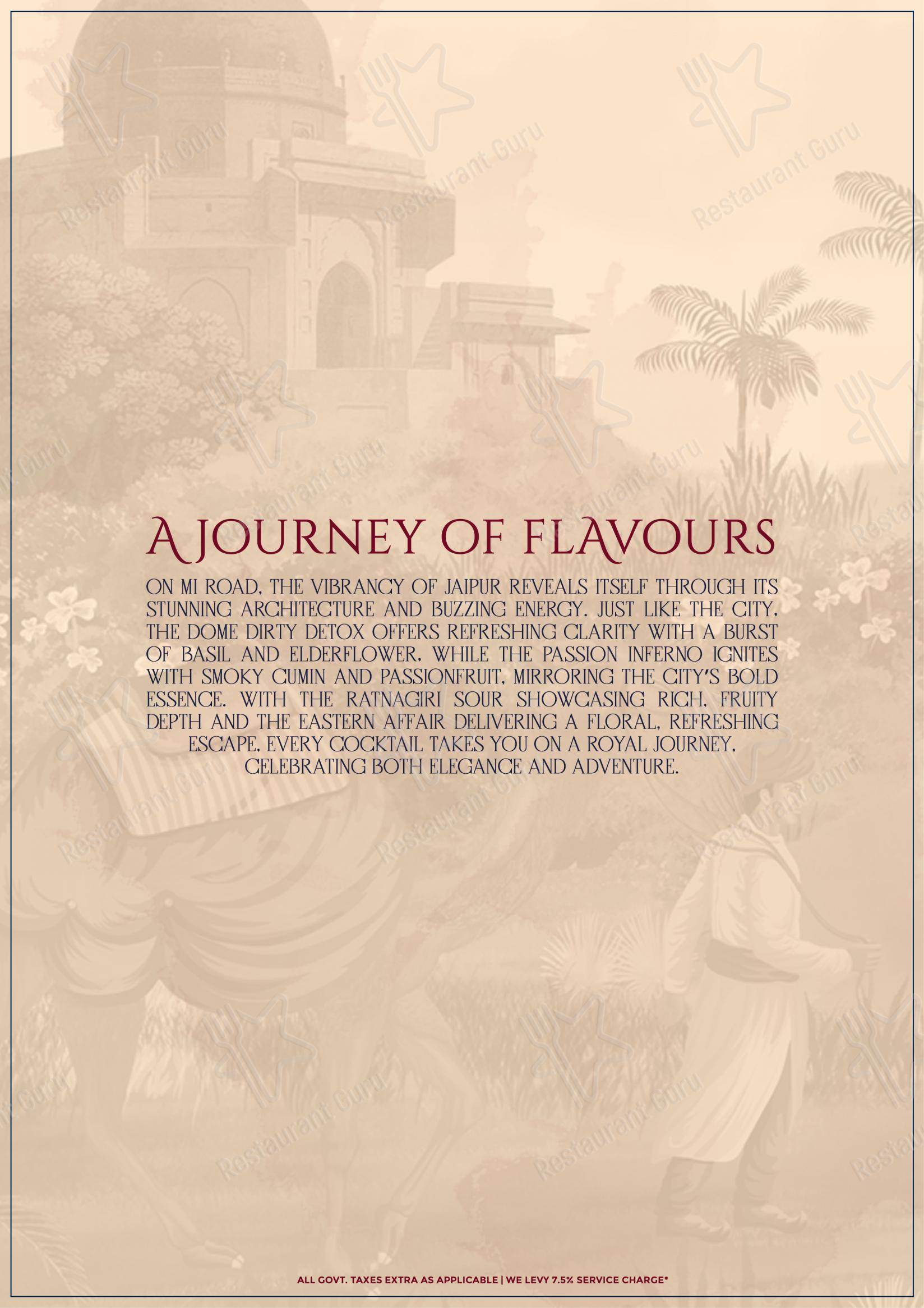 Menu bar for The Dome in Jaipur