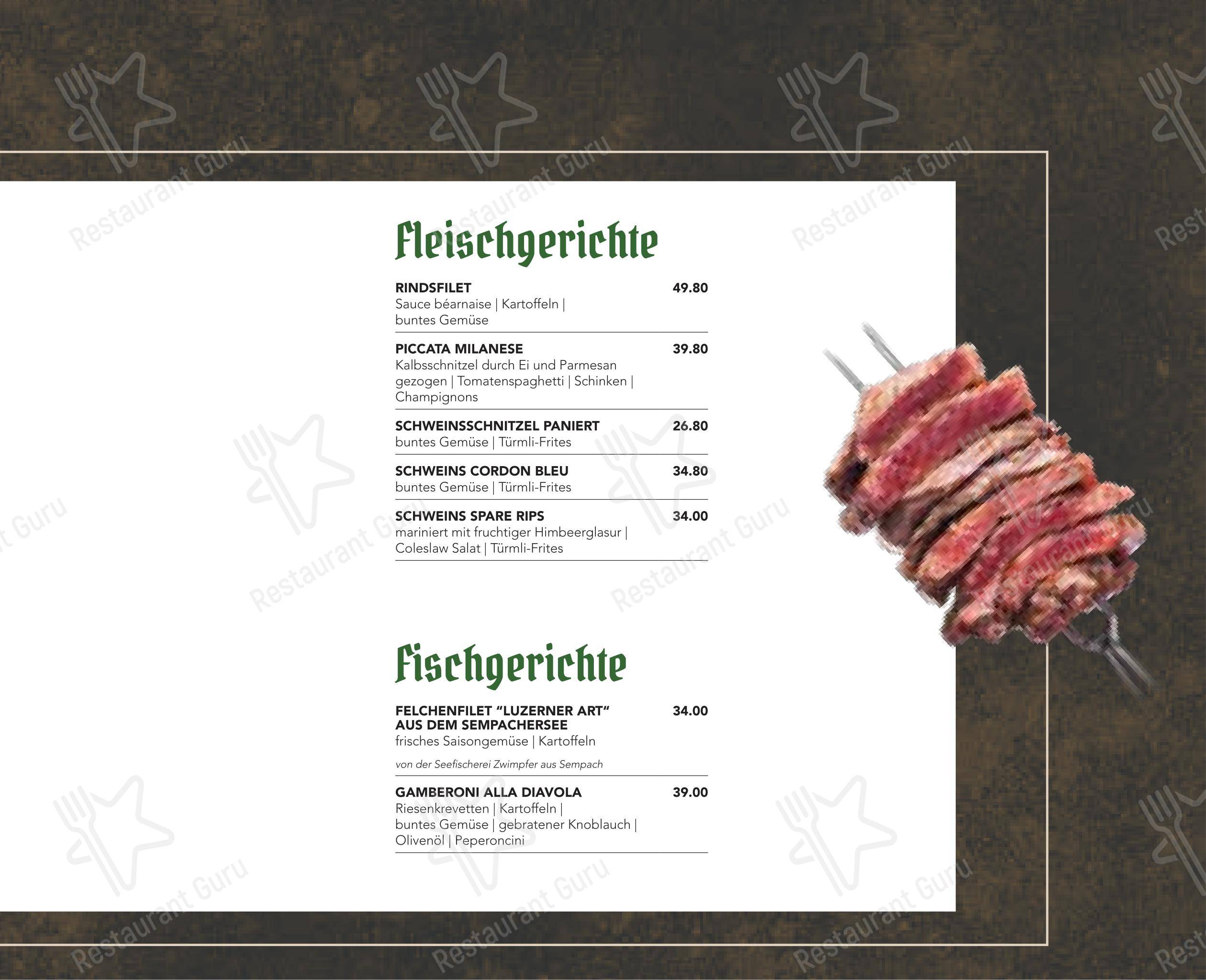 Menu per Türmli Restaurant & Pizzeria pizzeria