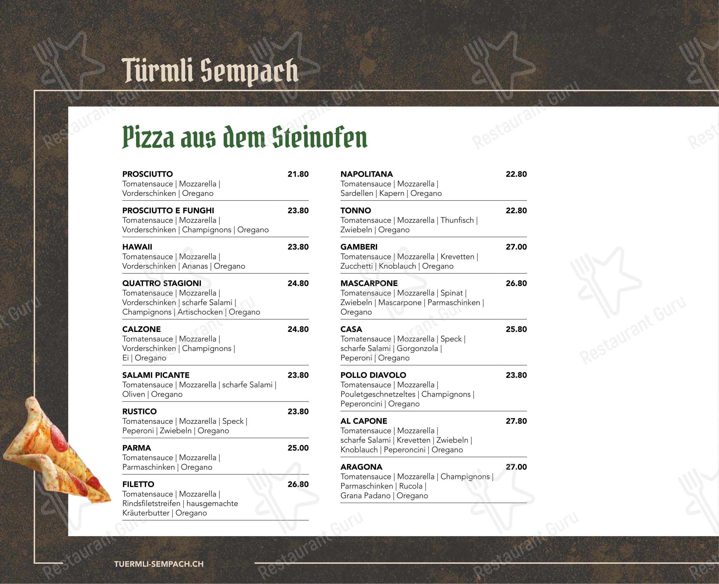 Türmli Restaurant & Pizzeria in Sempach - Коктейльная карта