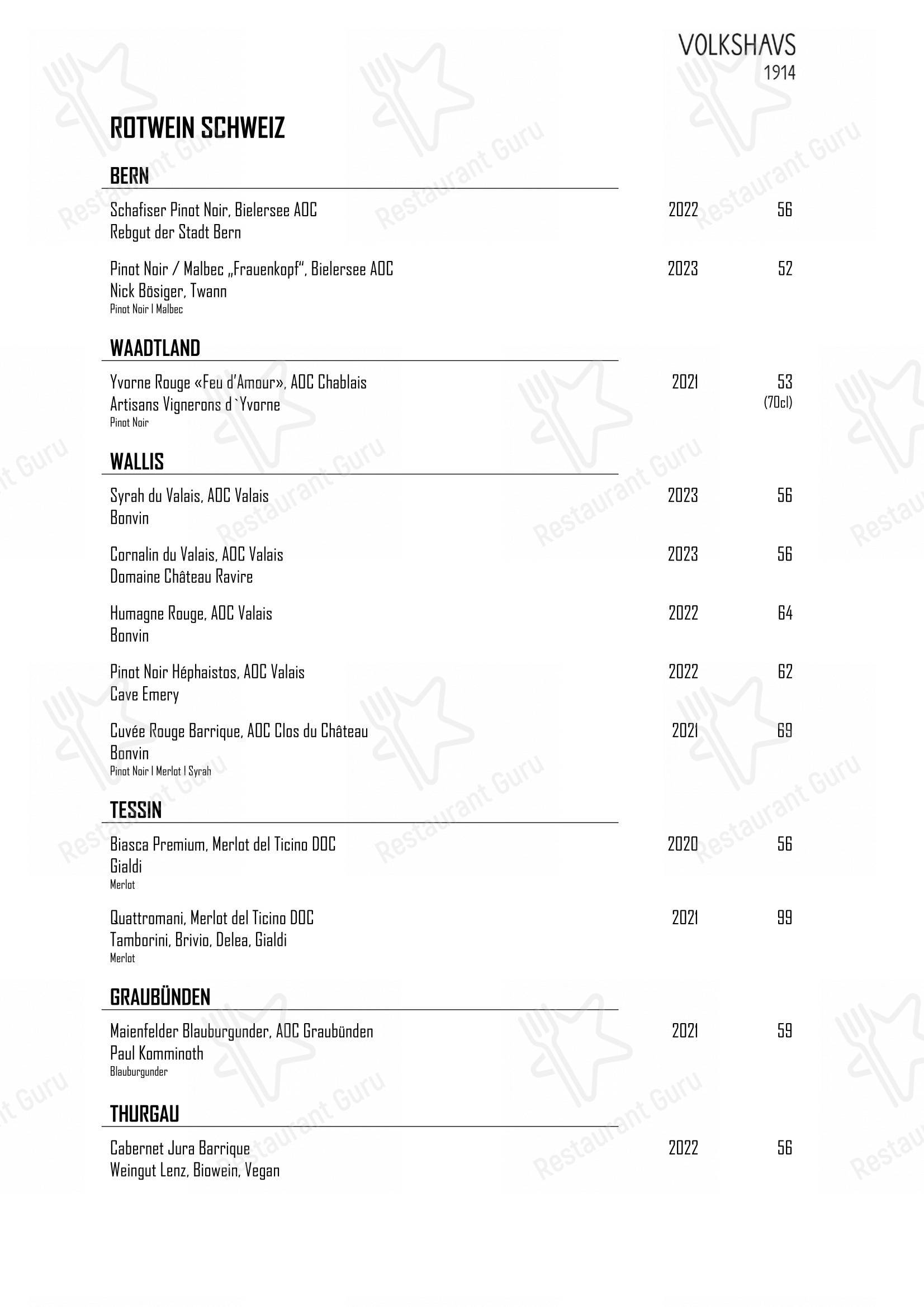 Menu di Volkshaus 1914 - Коктейльная карта