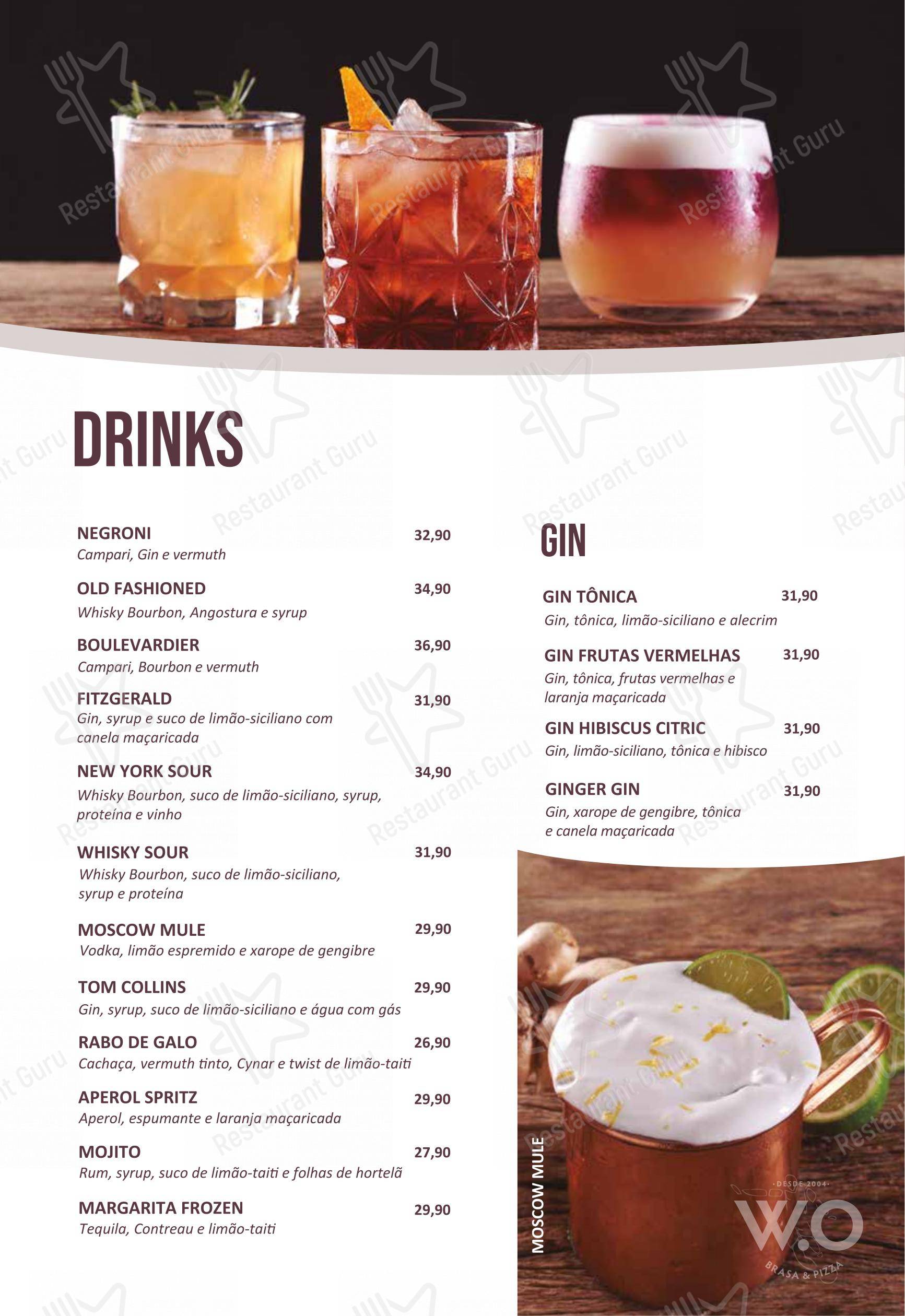 Menu bar para WO Brasa & Pizza em Valinhos