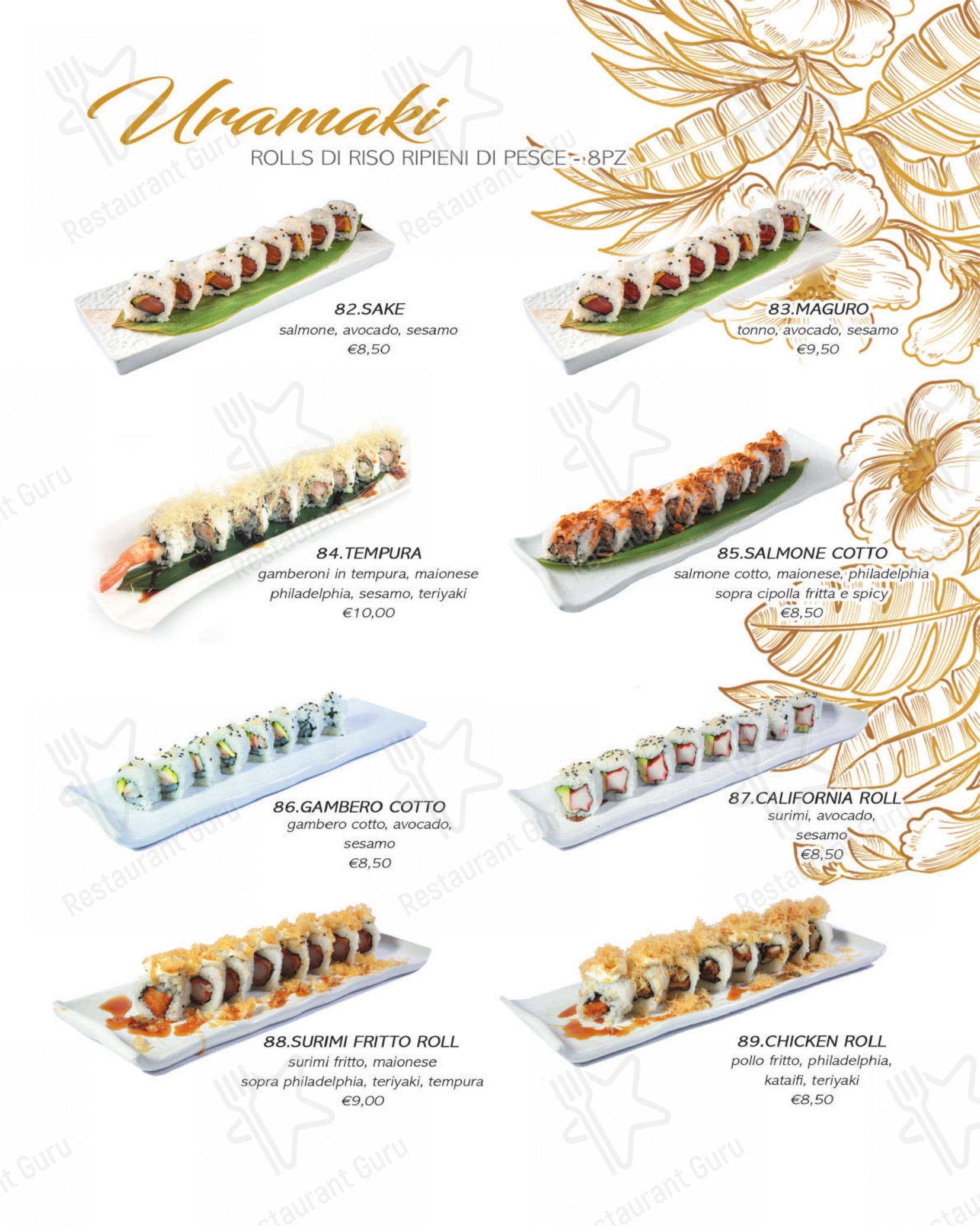 Menu per Yuki Sushi di carini ristorante