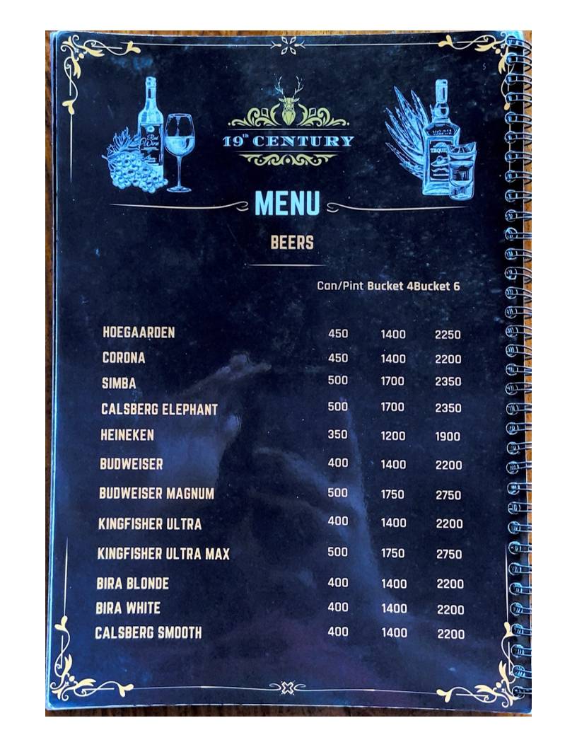 19th Century A unit of Royal Arc Hospitality menu