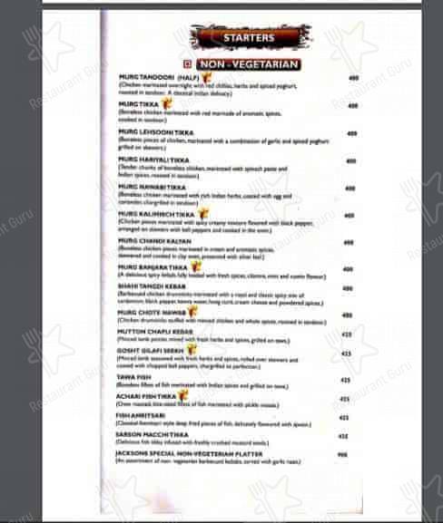 19th Century menu