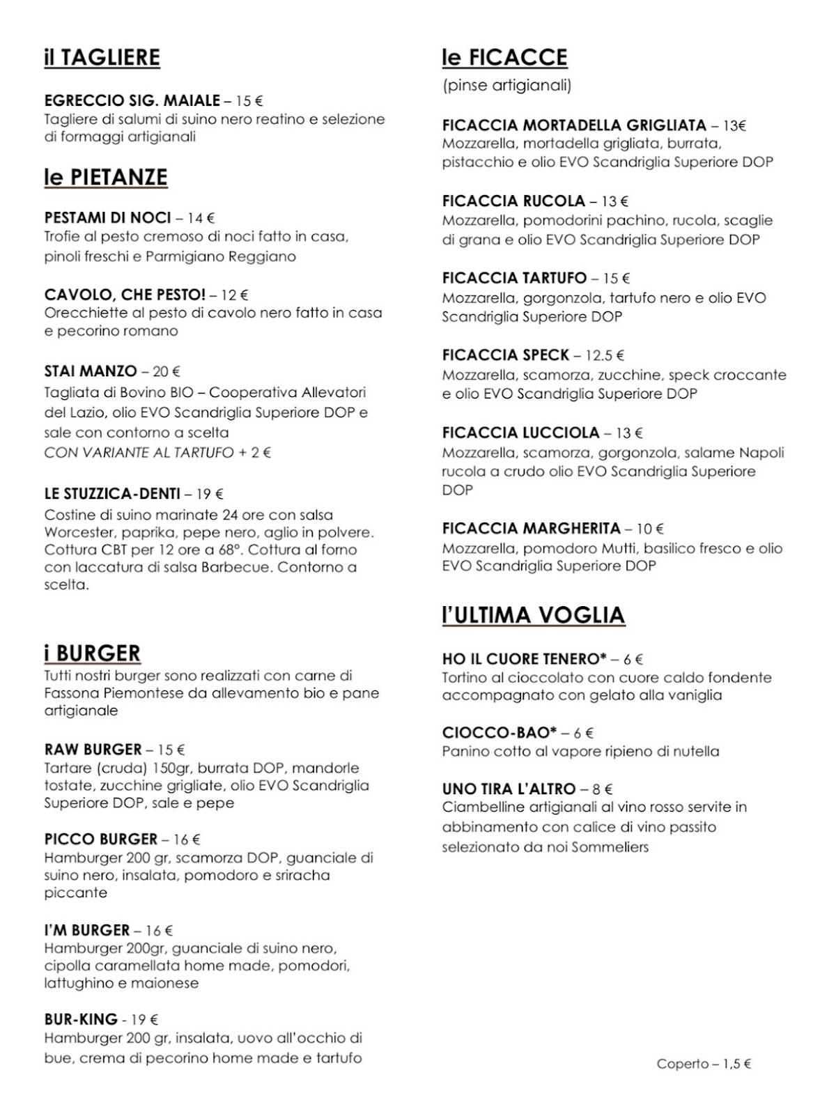 Menu di 2020 DEGUSTO 
