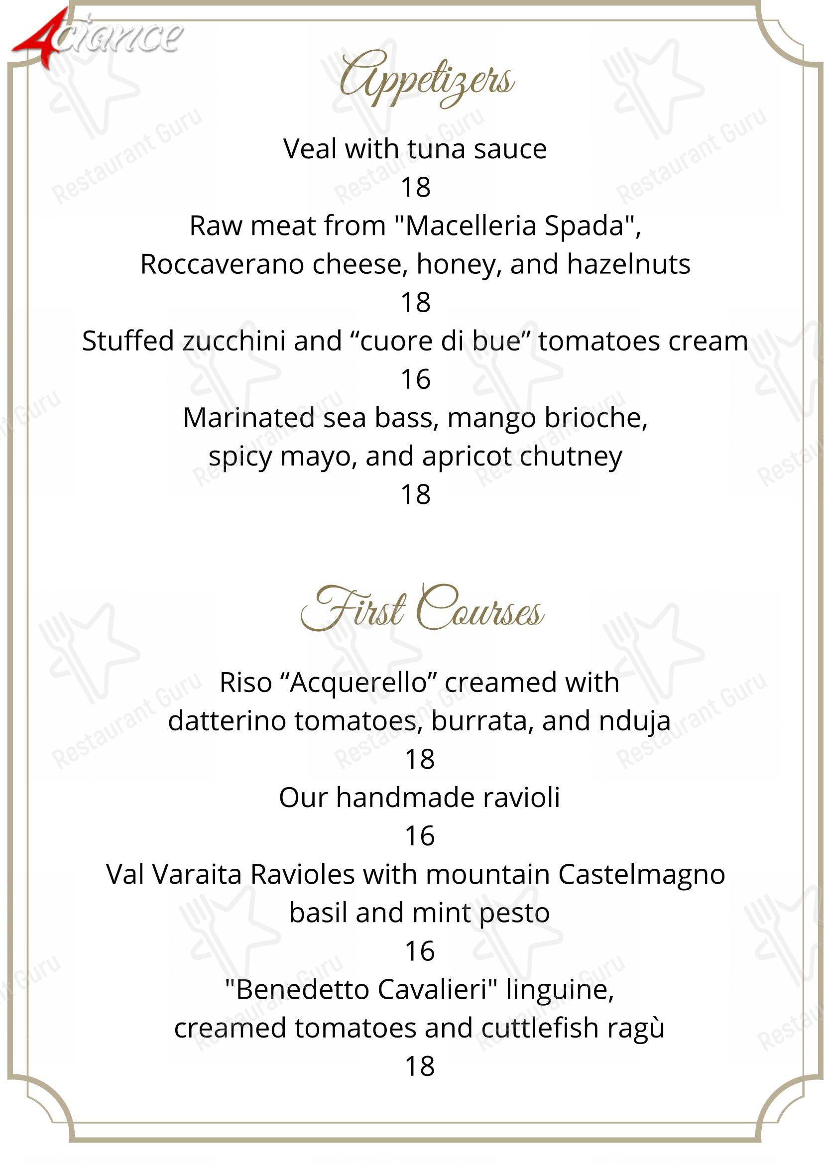 菜单 per 4 Ciance ristorante