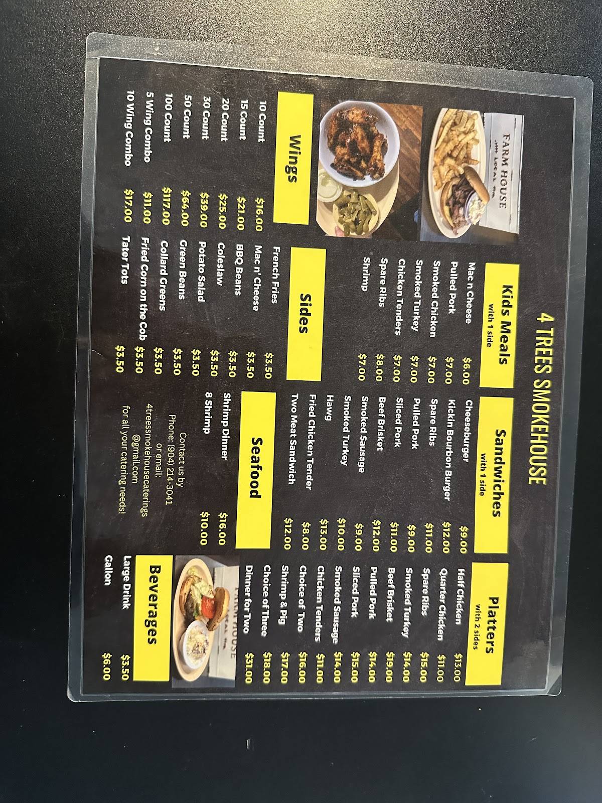 Menu at 4 Trees Smokehouse Inc. BBQ, Middleburg