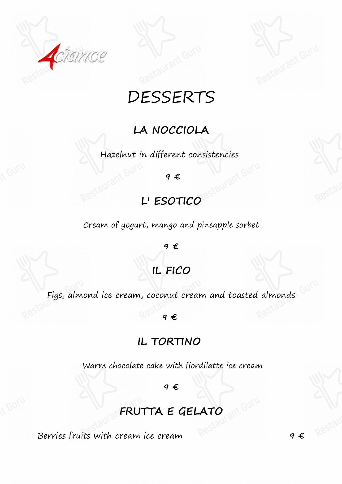 4 Ciance in Cuneo - Breakfast Menu