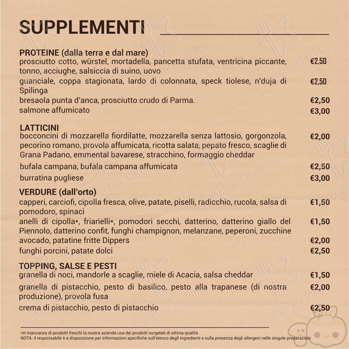 5 Panetti pizzeria da asporto in Catania - Menu