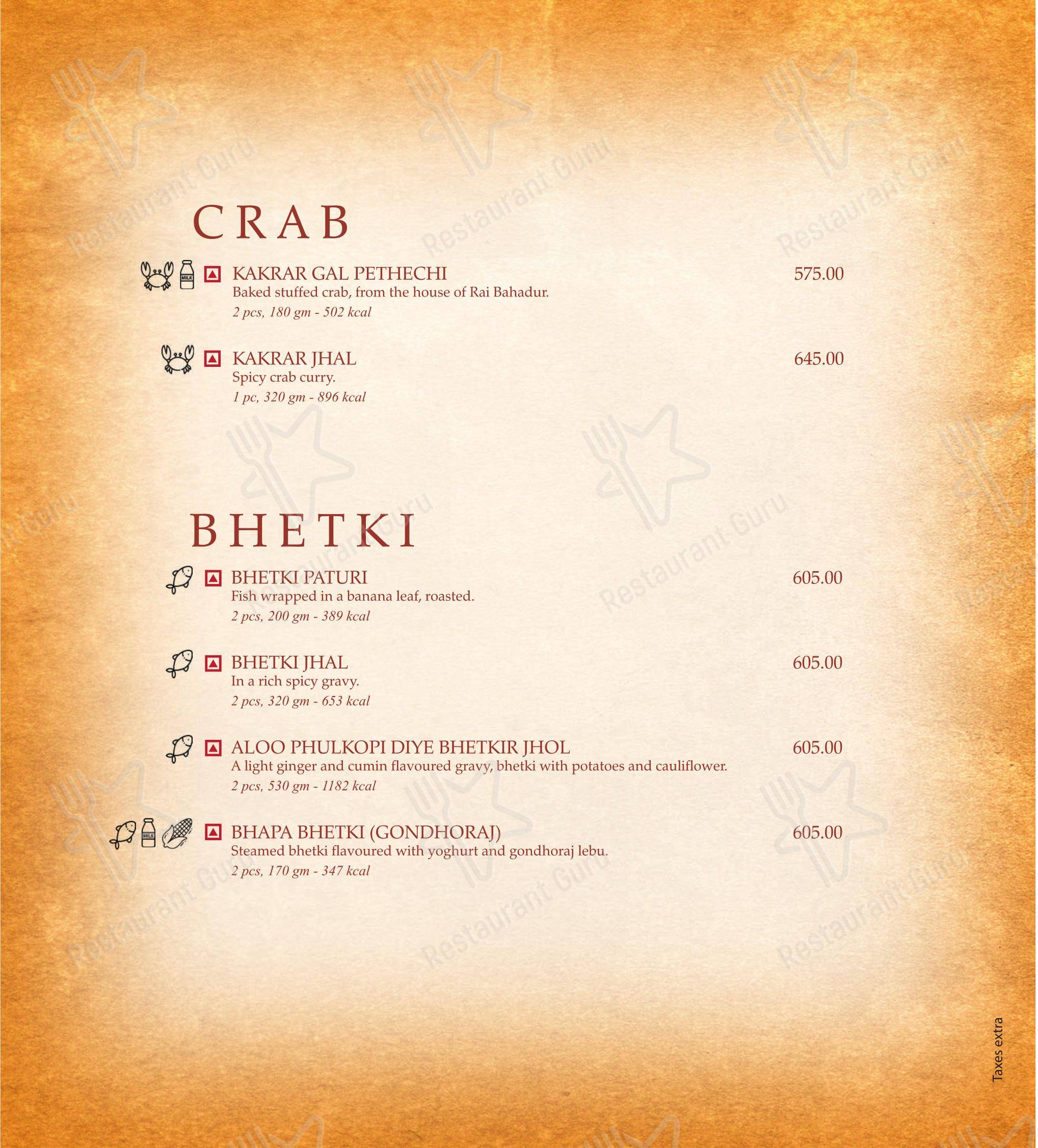 6 Ballygunge Place Thali in Kolkata - 菜单