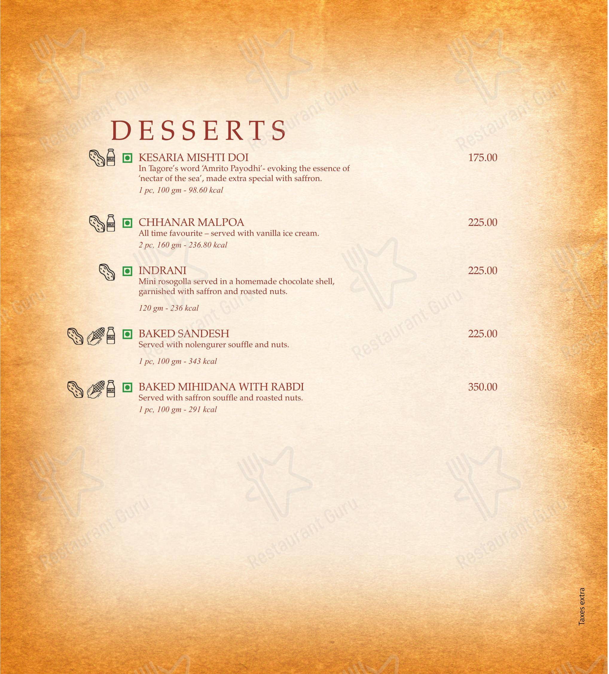 菜单 for 6 Ballygunge Place Thali in Kolkata