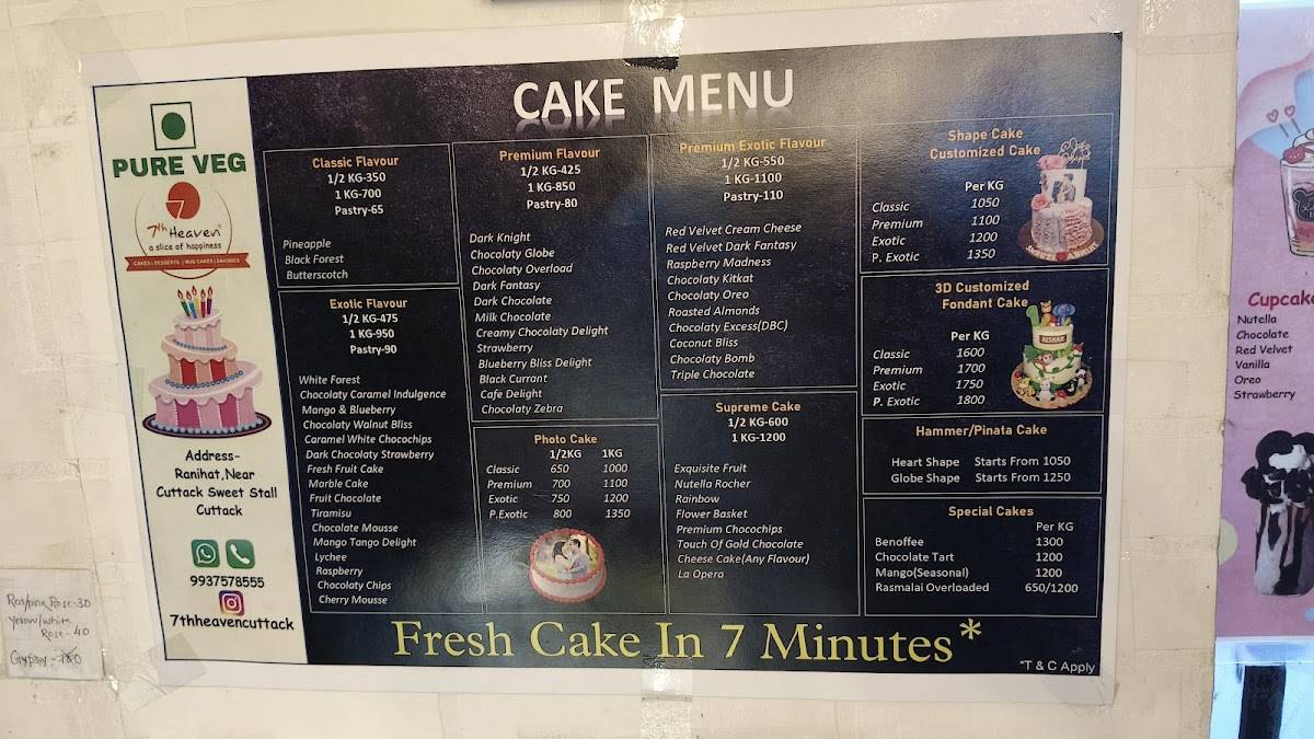 7th Heaven Cuttack menu