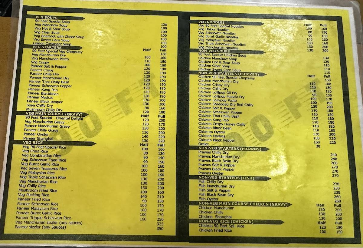 90 Feet Chinesepizza thakurli menu