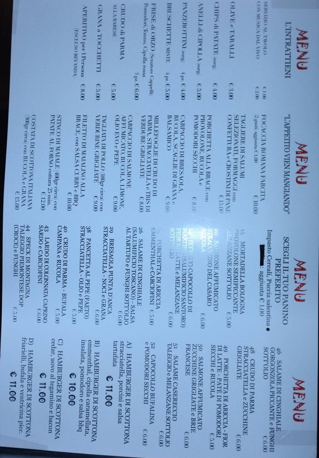 Menu di A STARE MODUGNO 