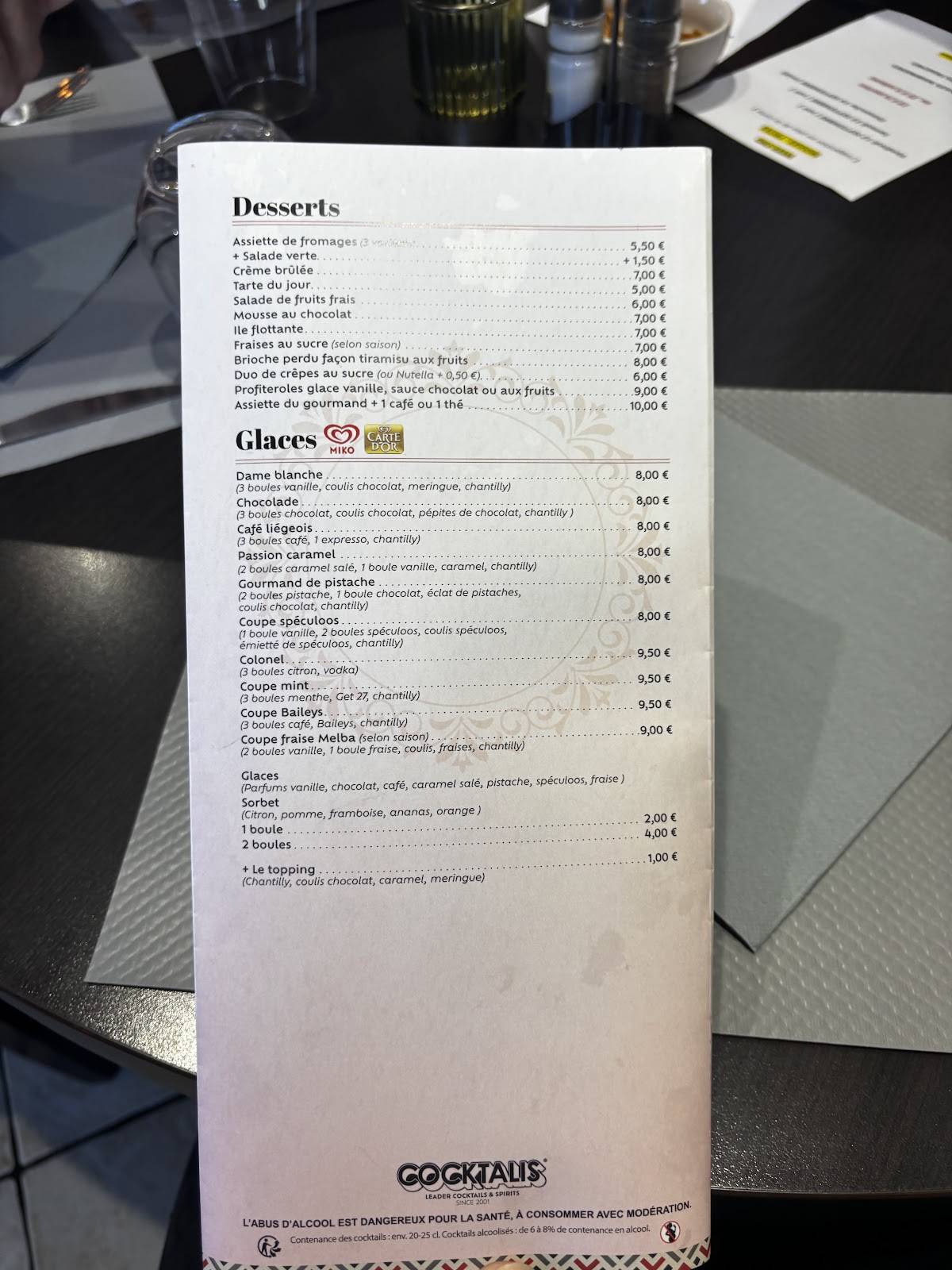 Menu de A TABLE