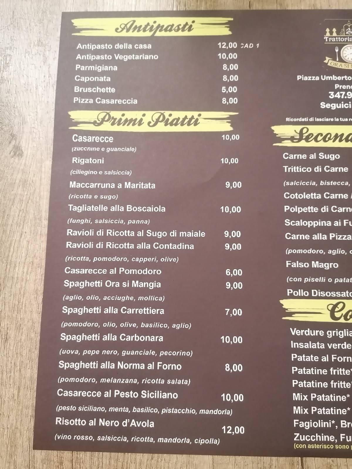 Menu di A Trattoria Pizzeria Sicula - Avola 