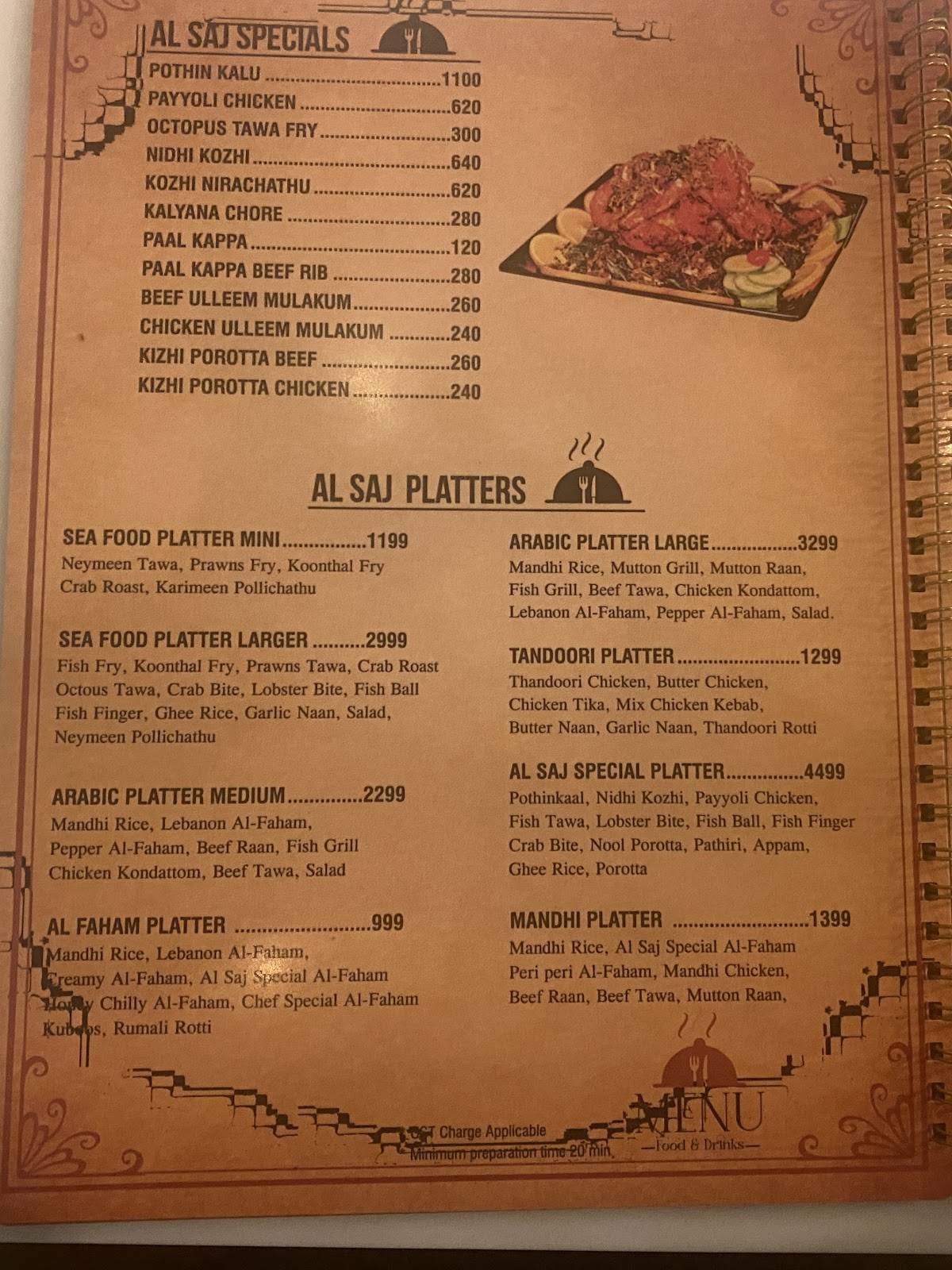AL SAJ KITCHEN menu