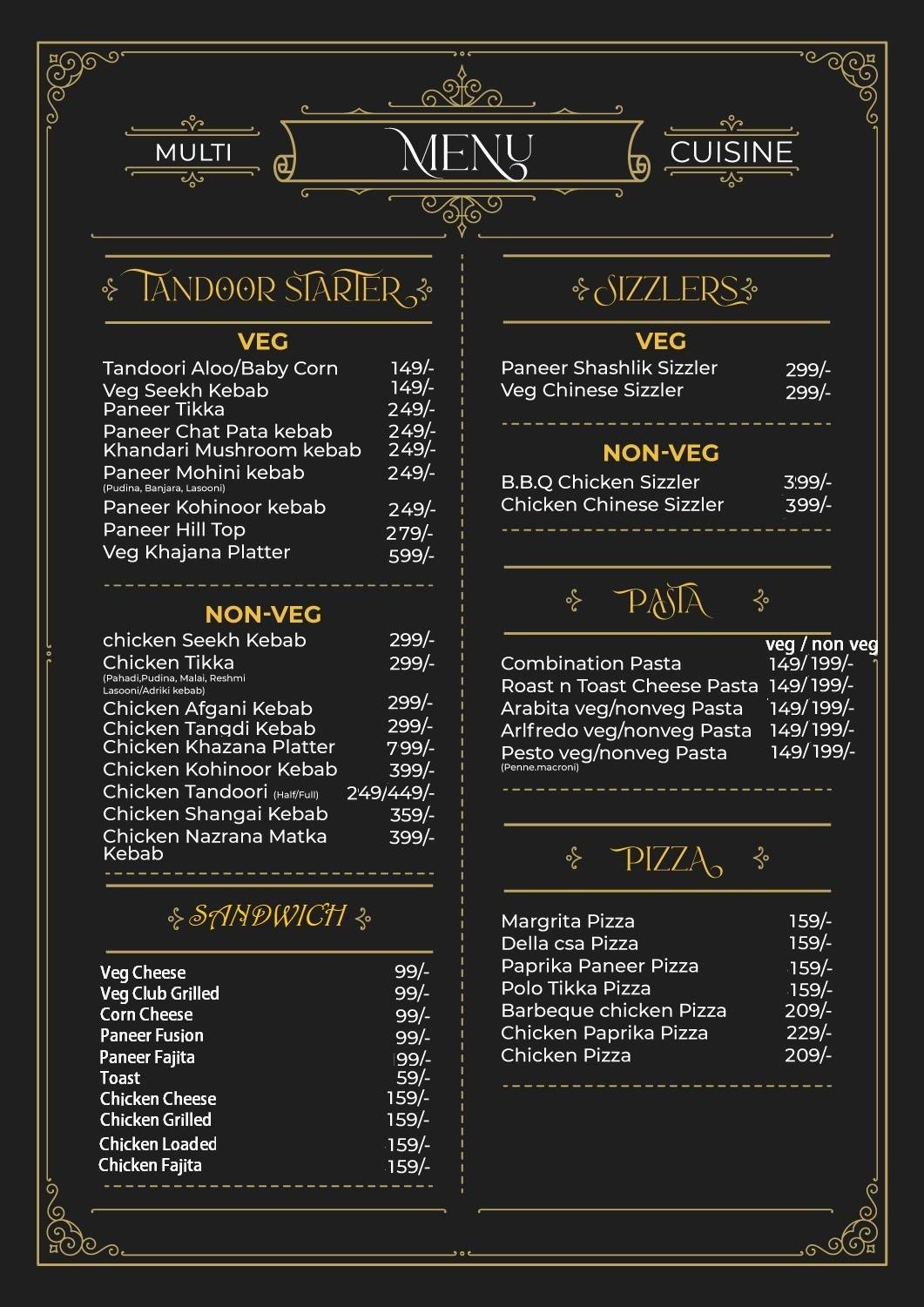 ARYAVARTA menu