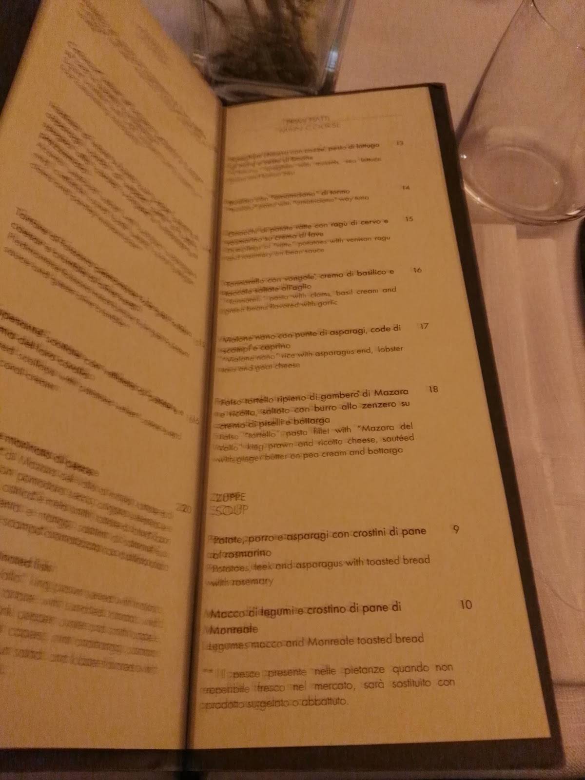 Menu di Acanto 