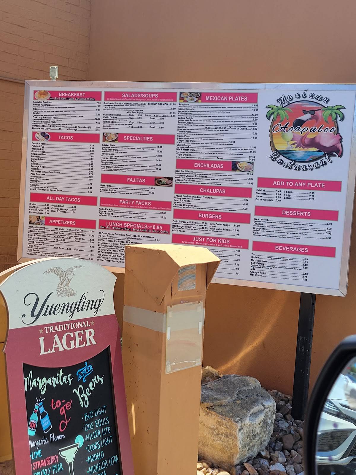 Menu at Acapulco Mexican Restaurant, Kerrville