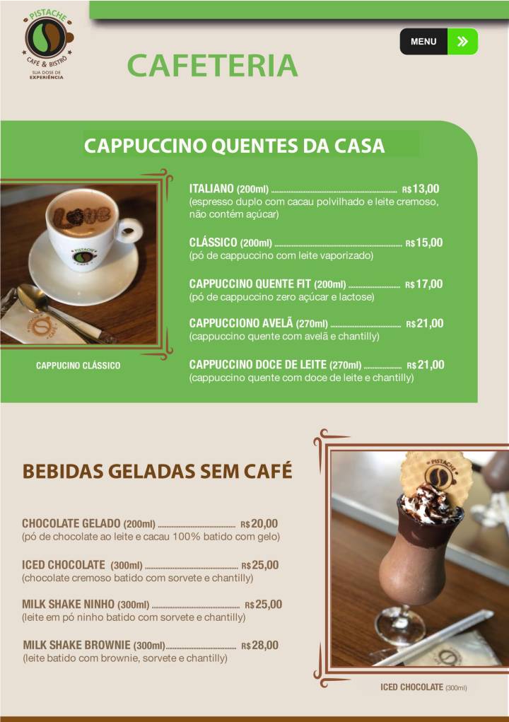 Pistache Café cardápio