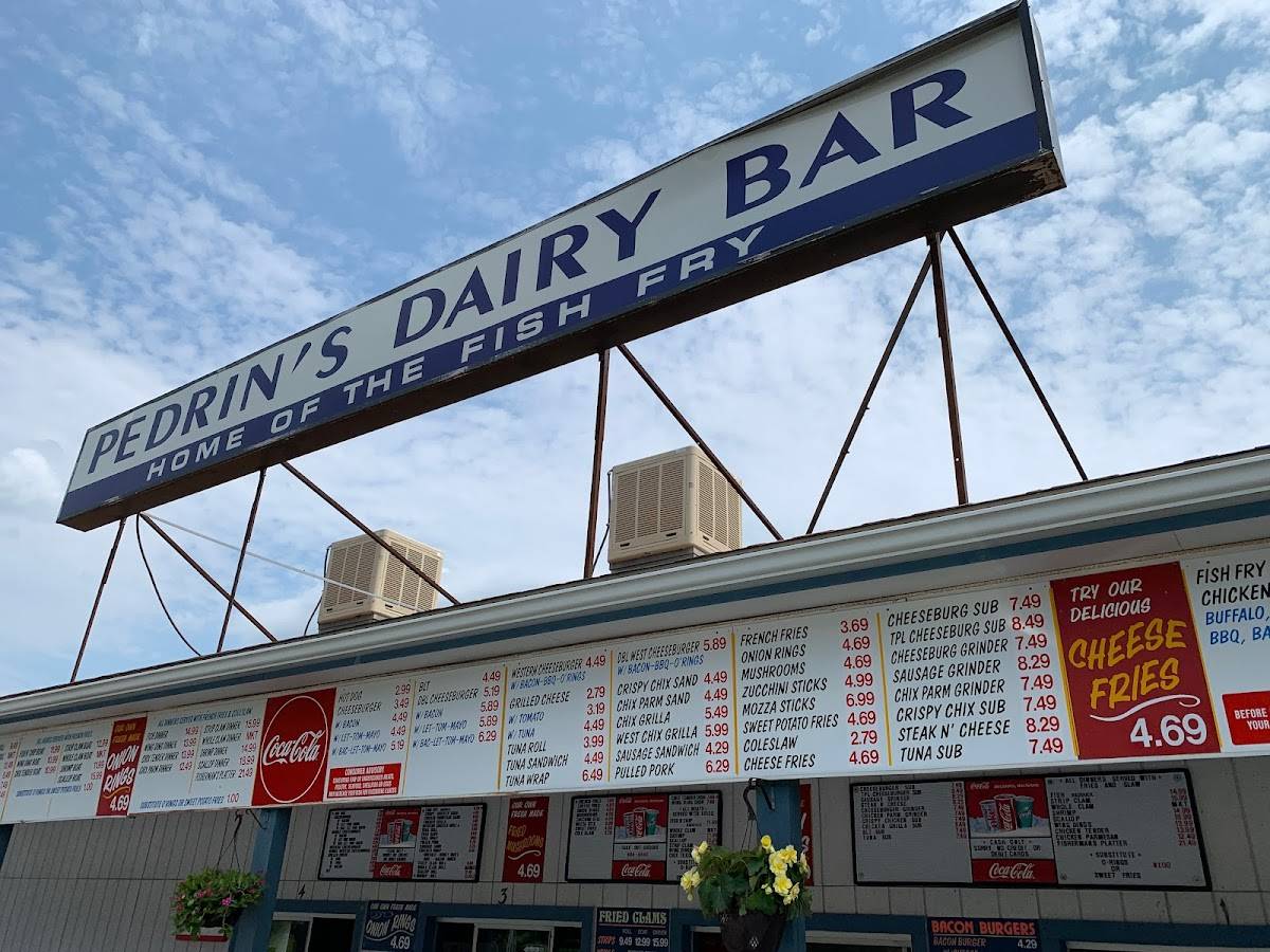 Menu at Pedrin's Dairy Bar, North Adams