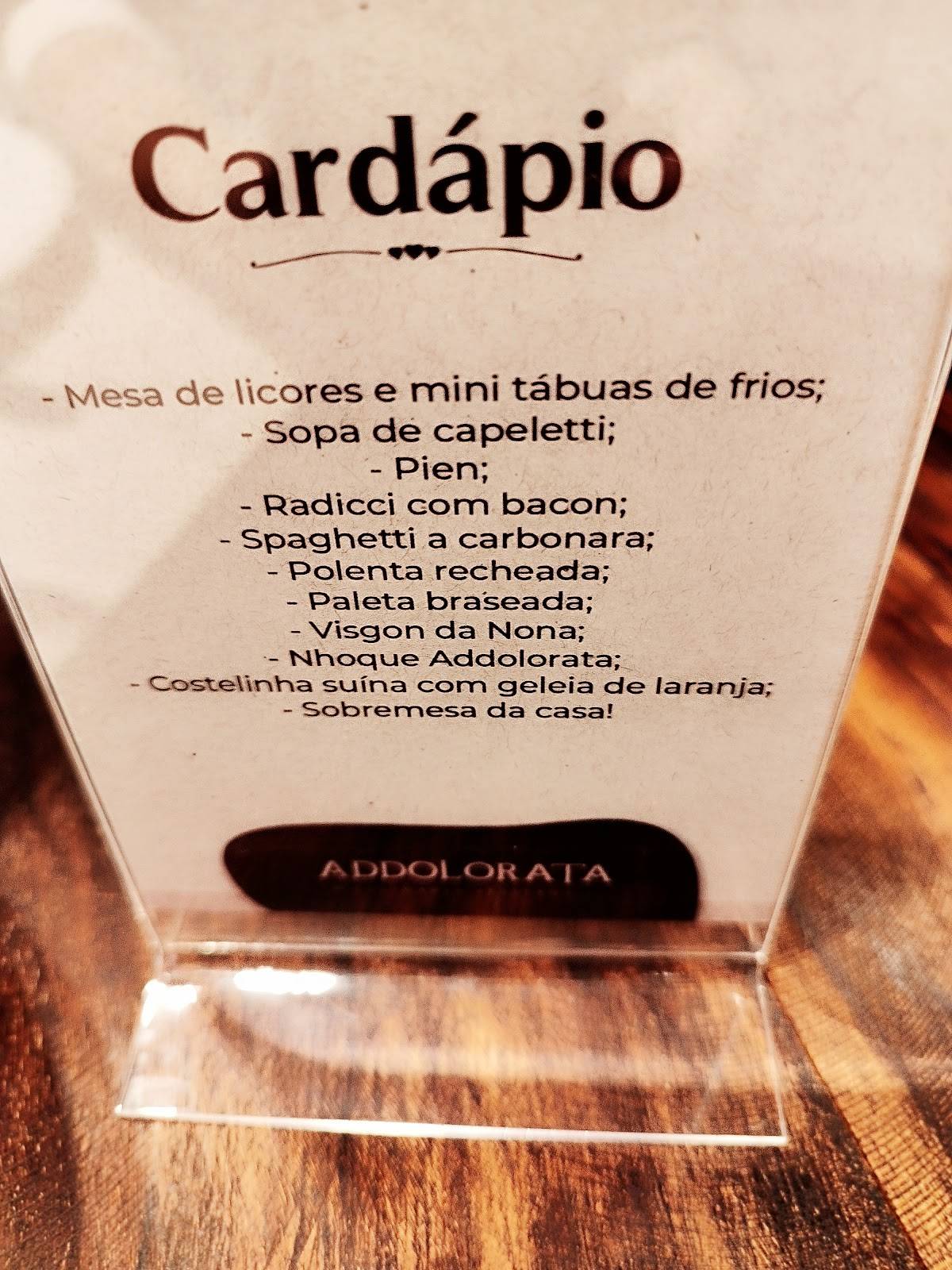 Addolorata Culinária Italiana cardápio