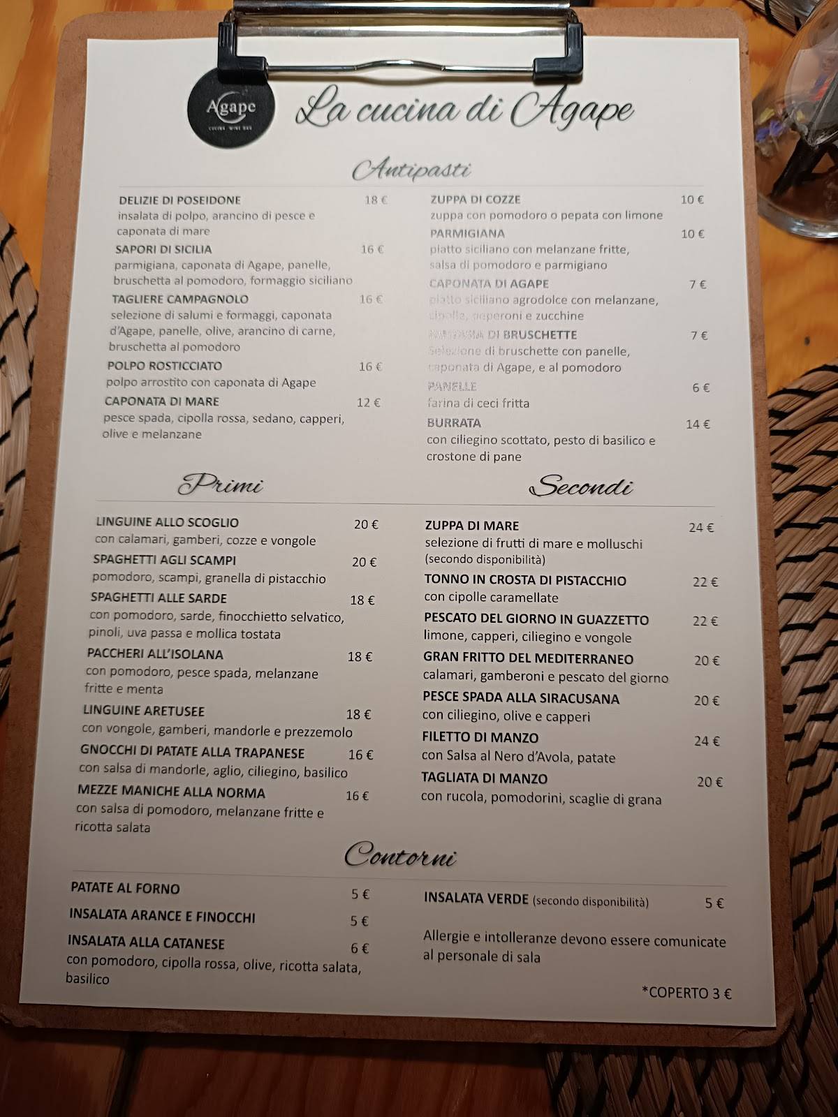 Menu di Agape 