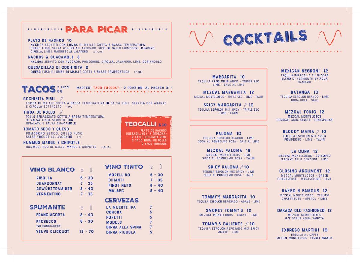 Menu di Agua Sancta 