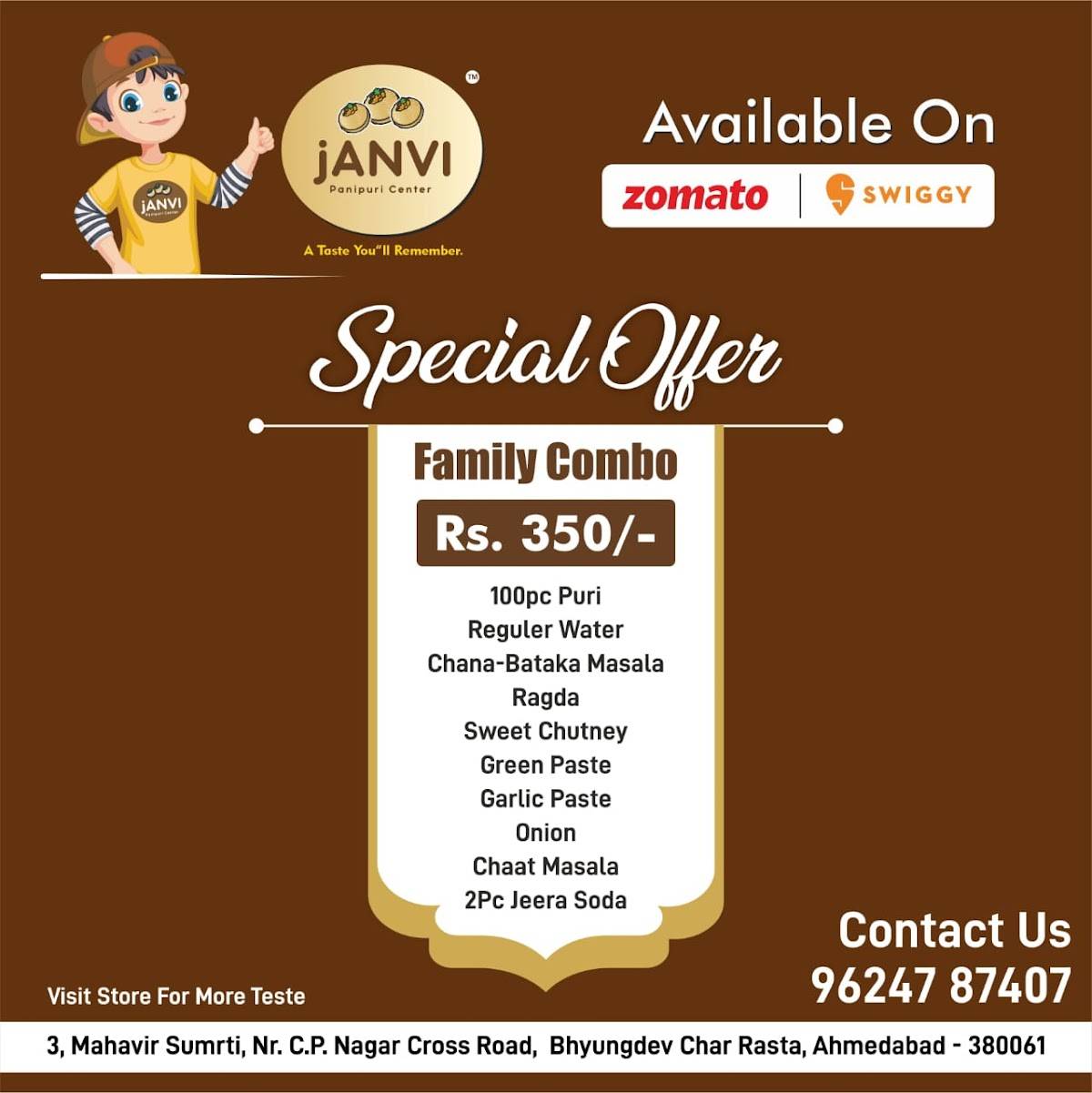 Janvi panipuri center menu
