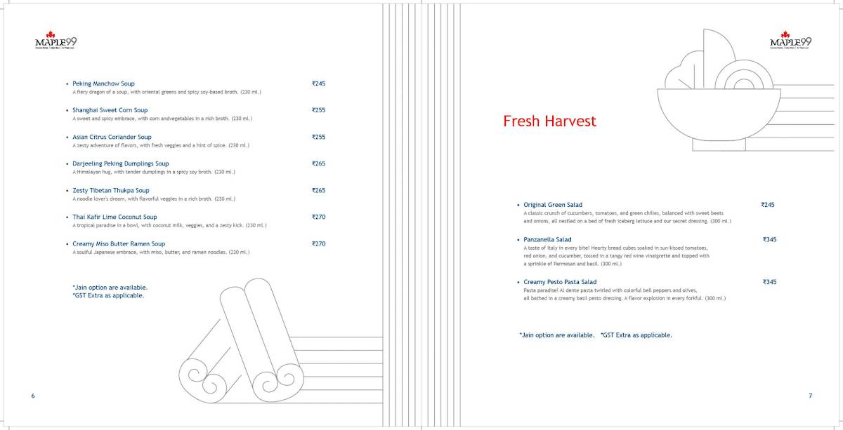 Maple 99 menu