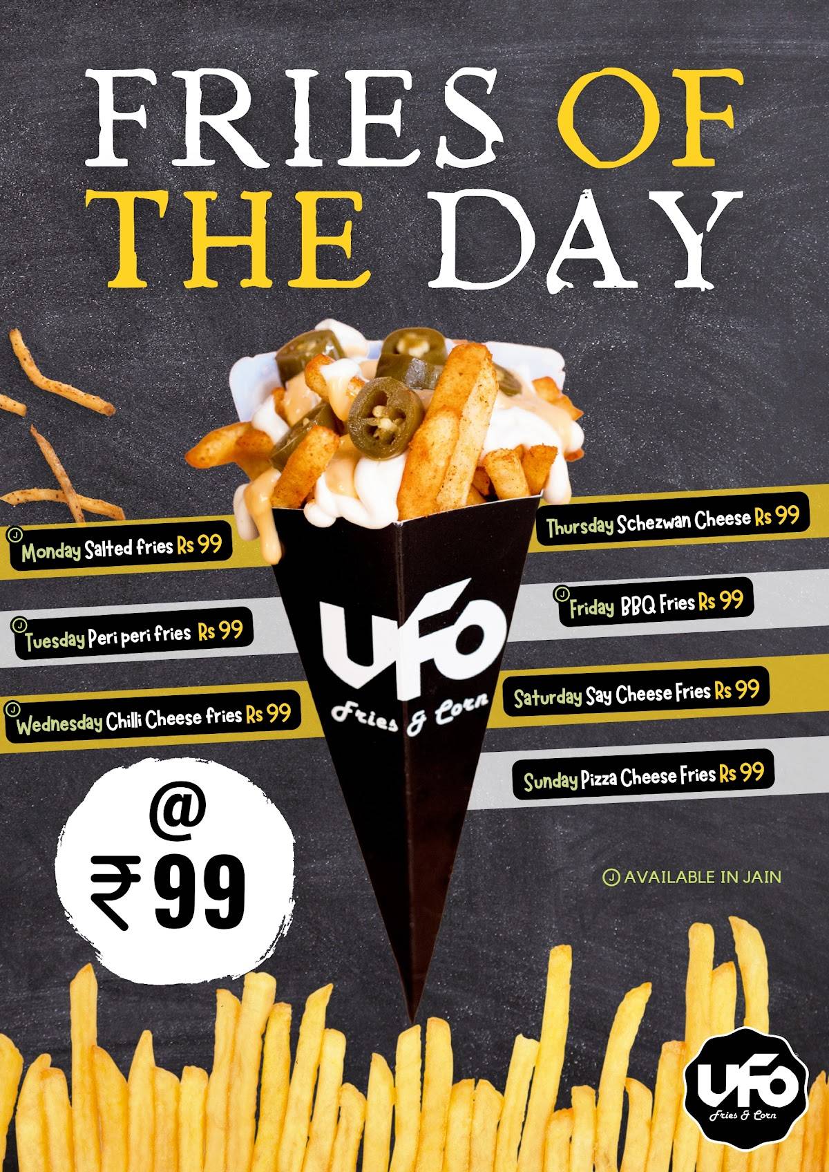 ufo Fries and Corn menu